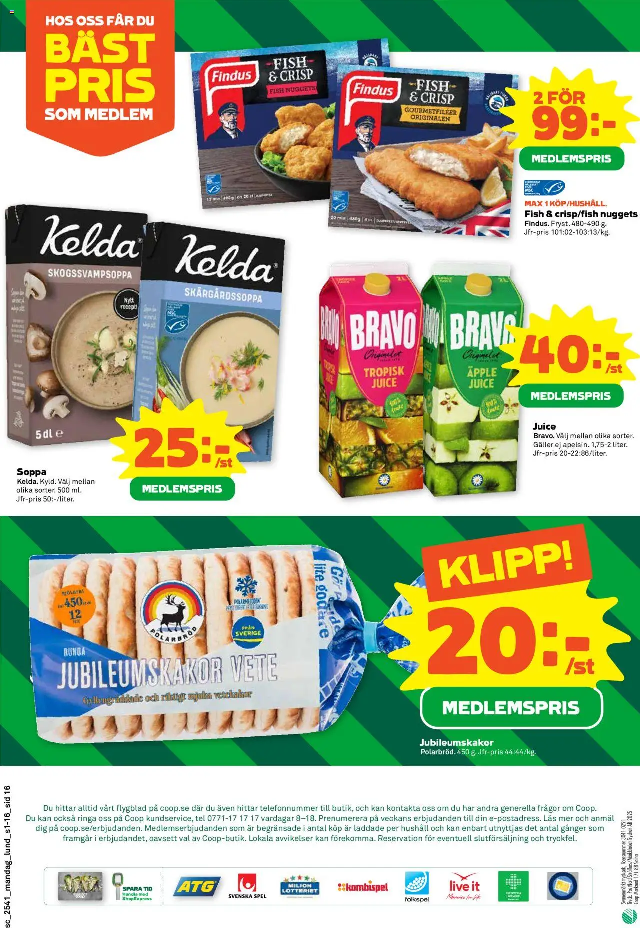 Coop Forum reklamblad aktuell från 06.10.2025 | Sida: 16 | Produkter: Galler, Juice, Äpple, Soppa