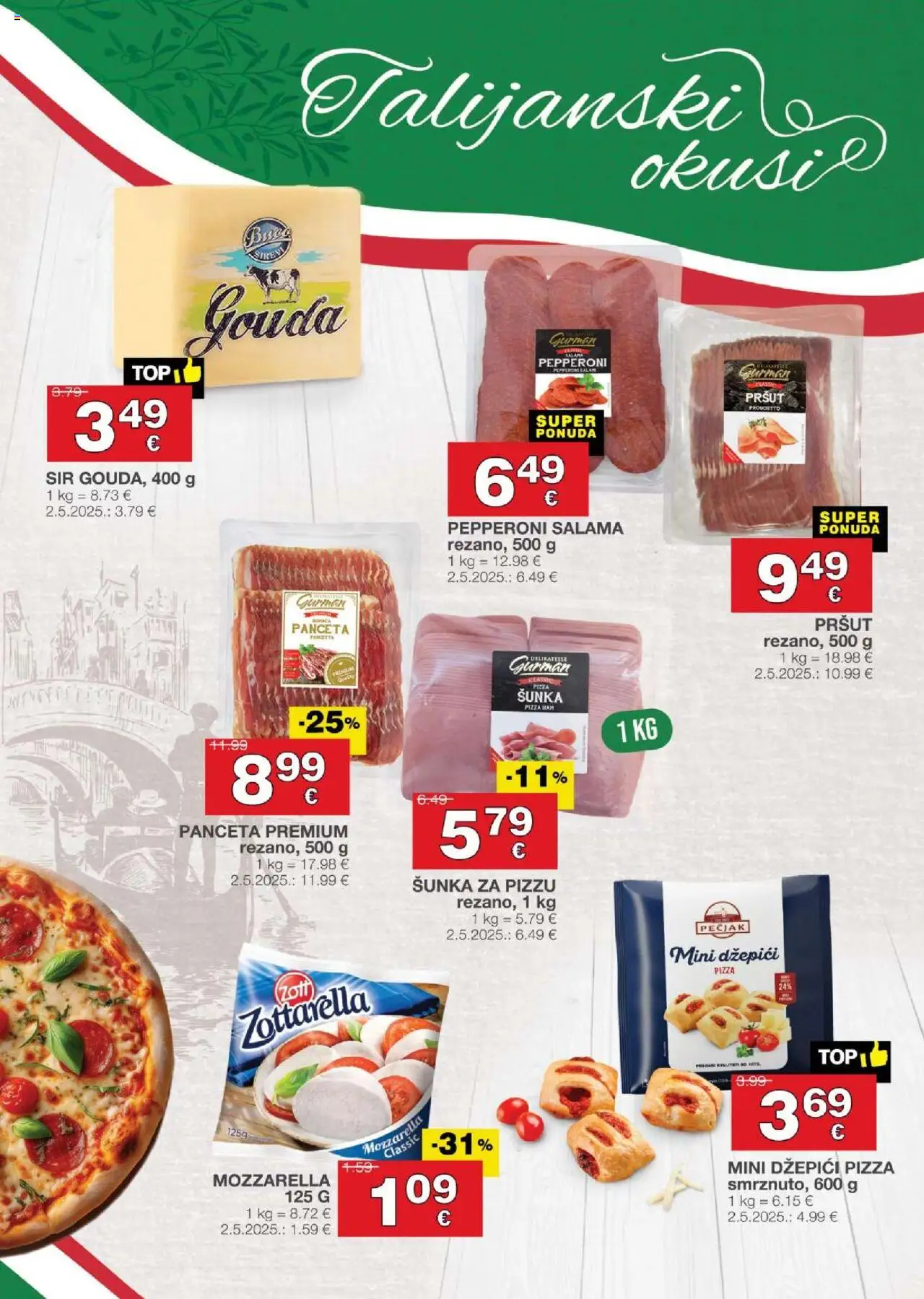 Stanić Diskont katalog | vrijedi od 16.10.2025 | Stranica: 5 | Proizvodi: Mozzarella, Salama, Pizza, Gouda