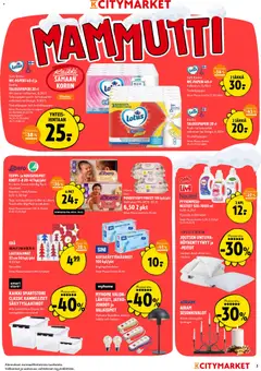 K-Citymarket-mainoslehti voimassa 08.12.2025 alkaen | Sivu: 3 | Tuotteet: Säilytyslaatikot, Teippi, Puhdistuspyyhkeet, Lautasliinat