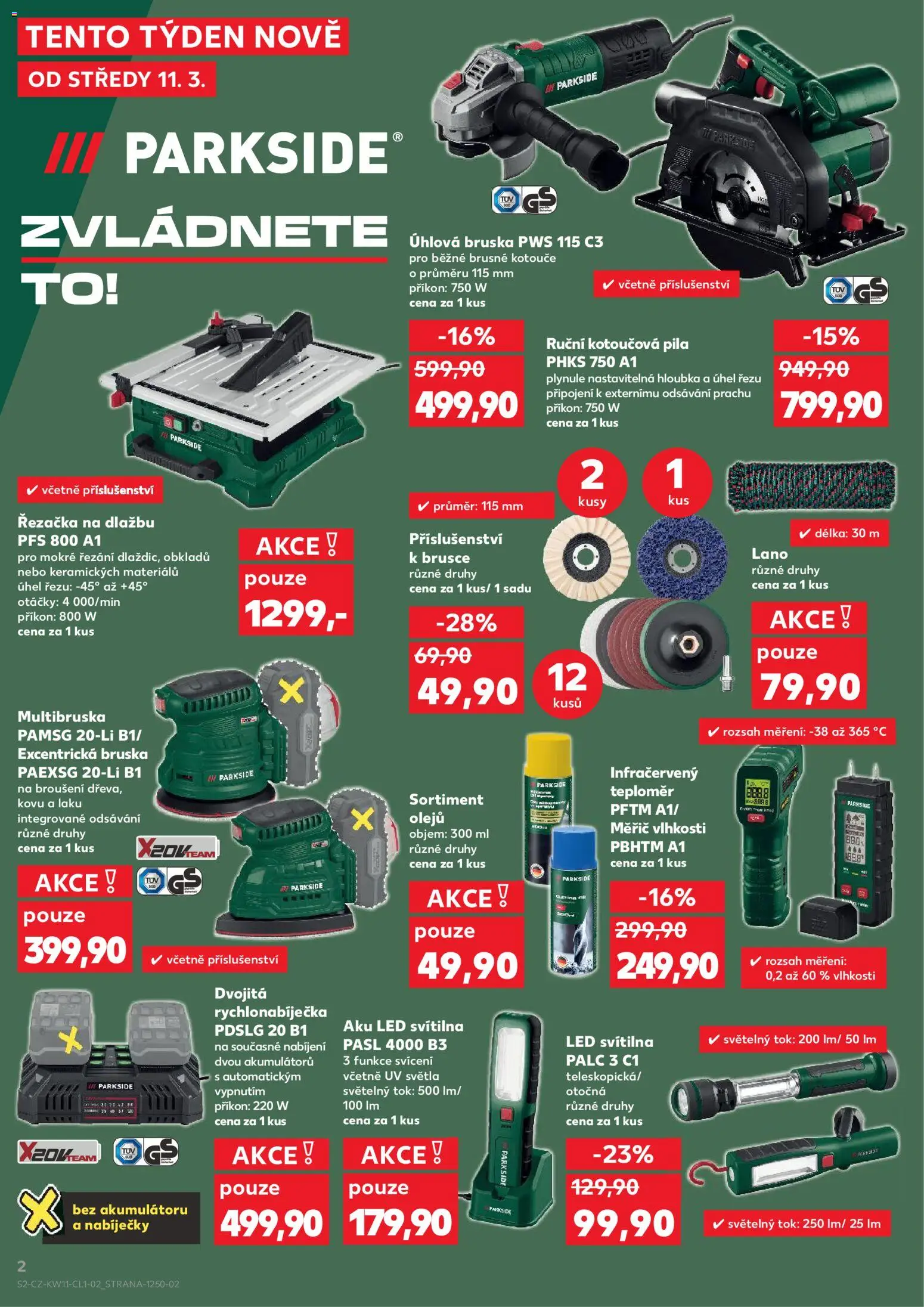 Kaufland leták - Ostrava od 11.03.2026 | Strana: 2 | Produkty: Bruska, Teploměr, Pila, LED