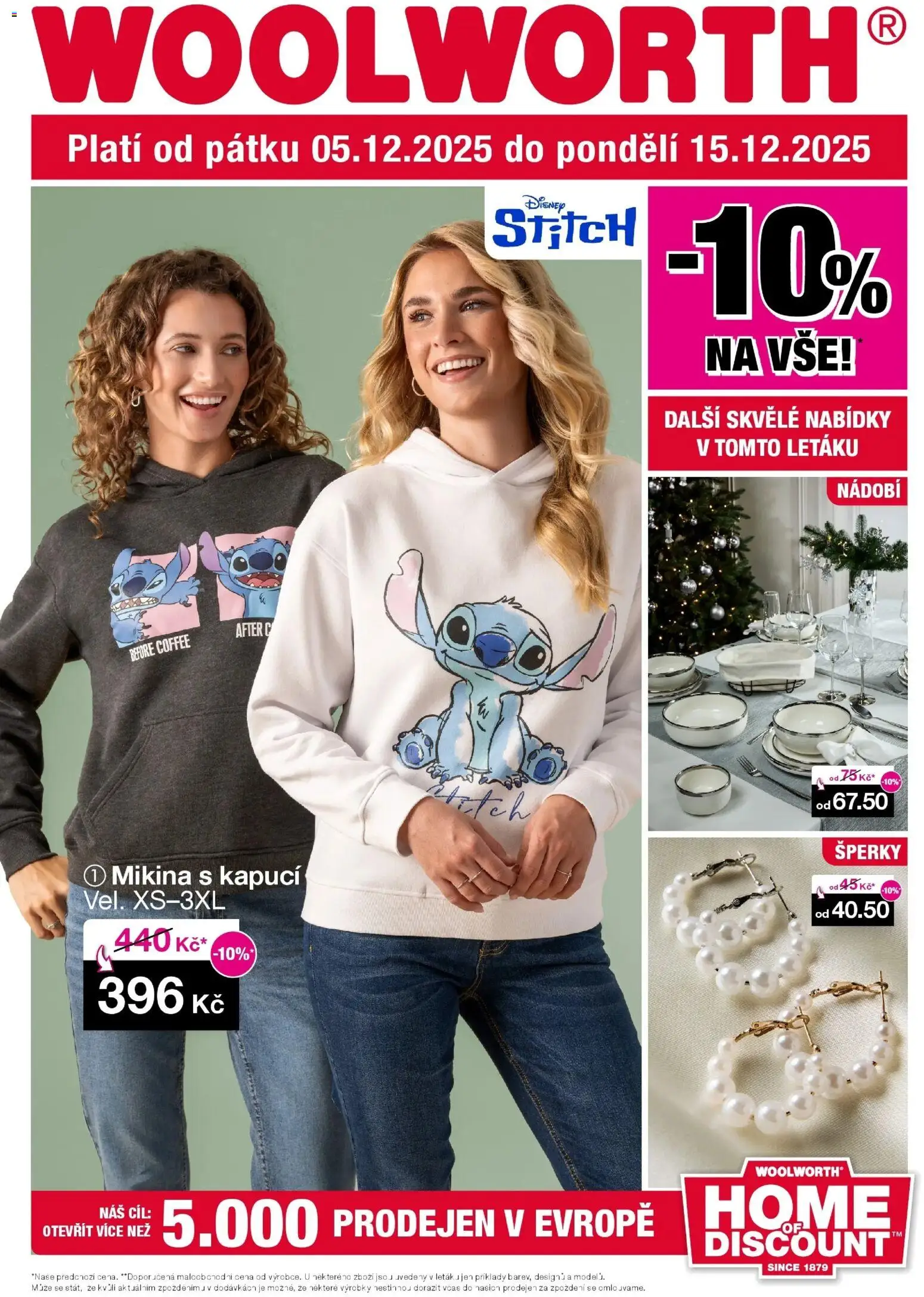 Woolworth leták od 05.12.2025 | Strana: 1 | Produkty: Mikina, Nádobí, Šperky, Stitch