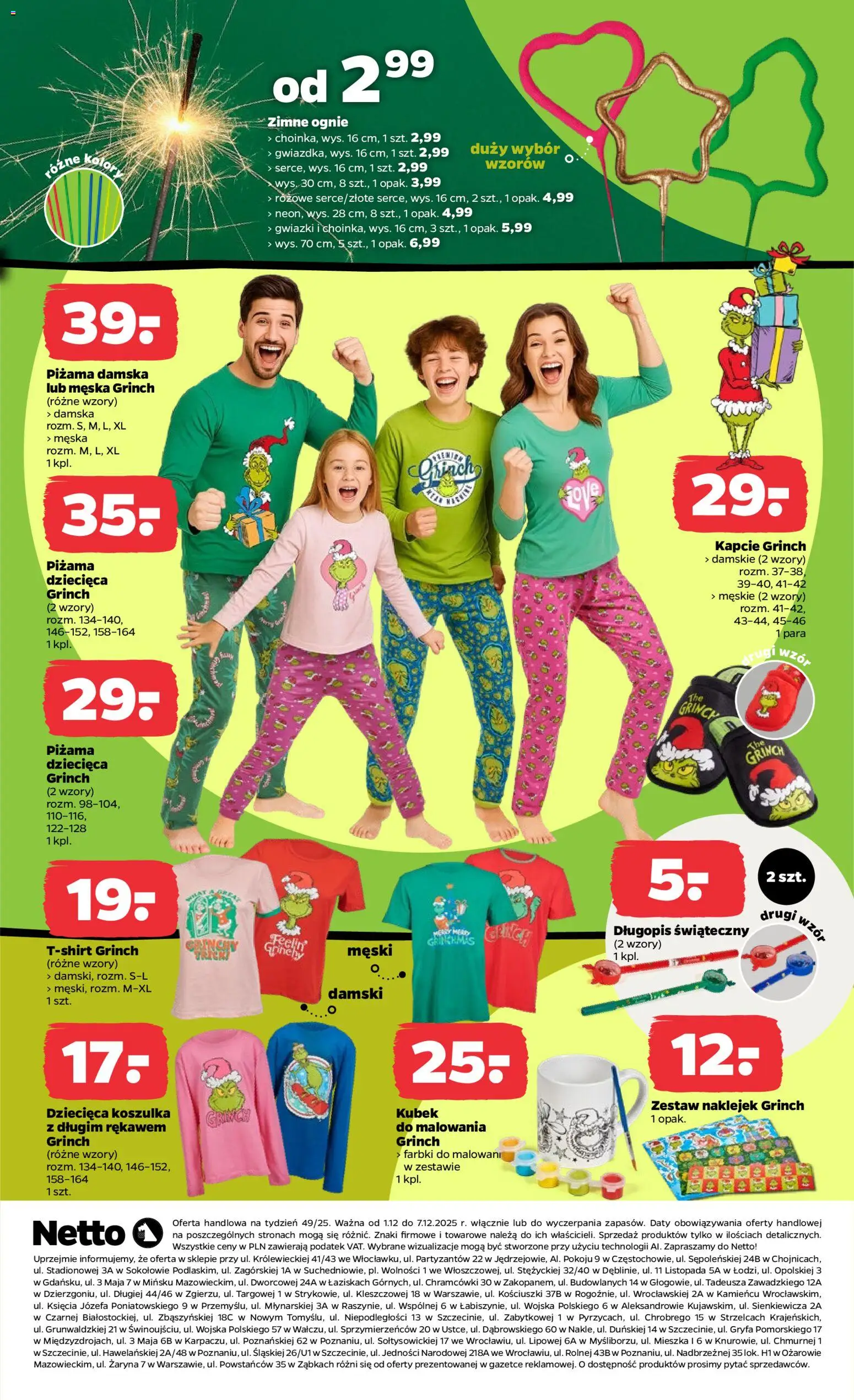 Netto gazetka - Spożywcza od 01.12.2025 | Strona: 35 | Produkty: Piżama, Kapcie, Zimne ognie