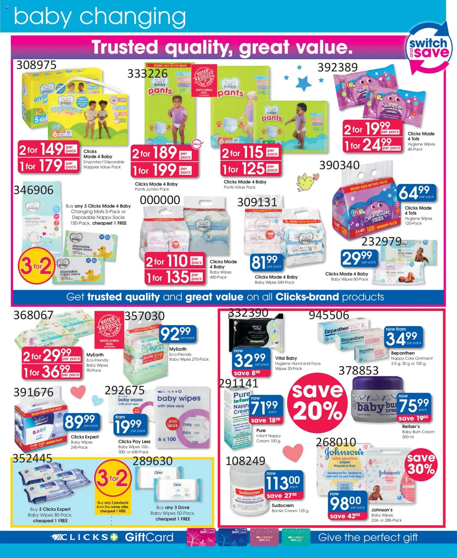 New Clicks catalogue – valid from 30.12.2025 | Page: 34 | Products: Pants, Fragrance, Switch, Cream
