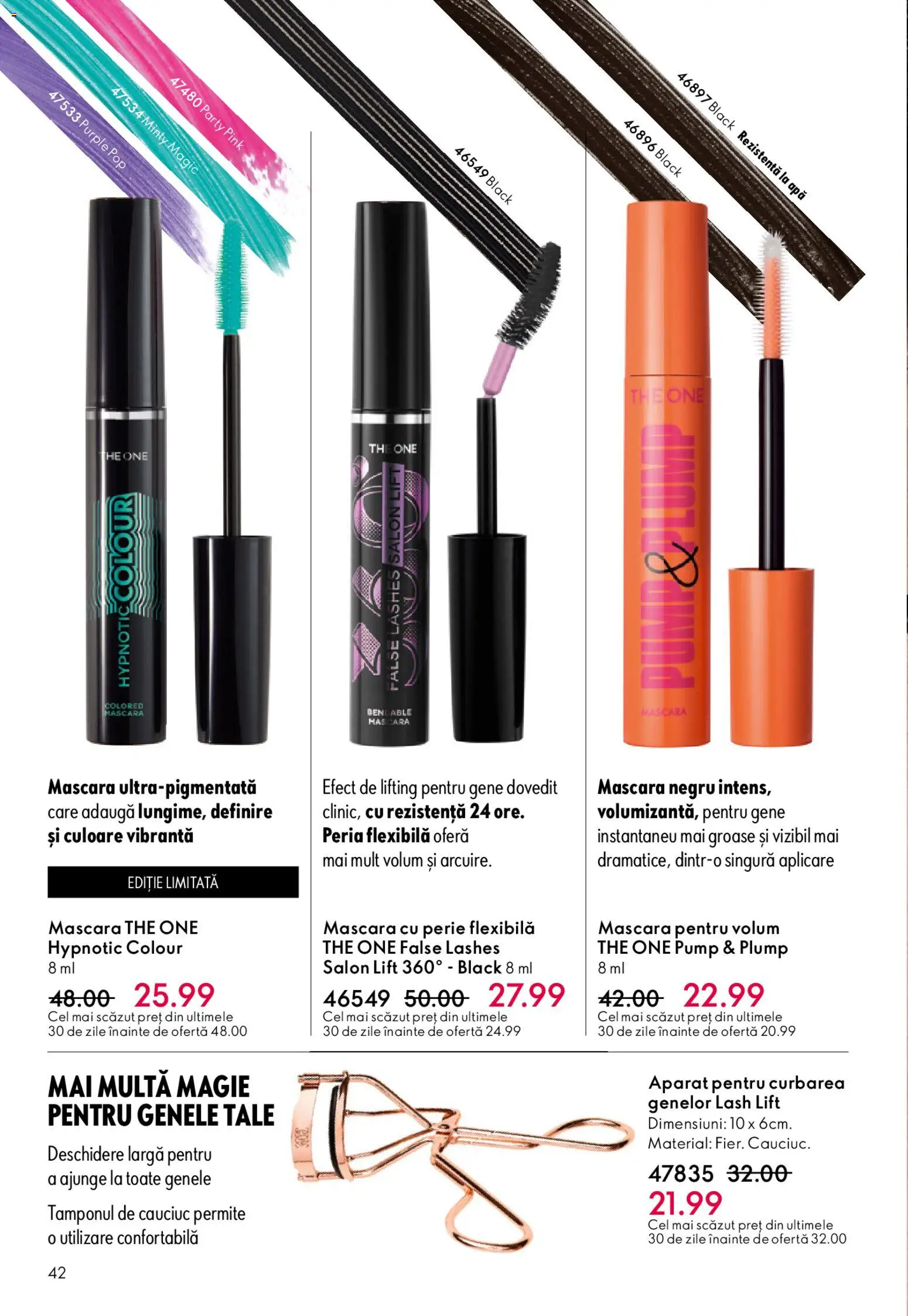 Noul catalog Oriflame – valabil de la 15.04.2026 | Pagină: 42 | Produse: Perie, Mascara, Apă