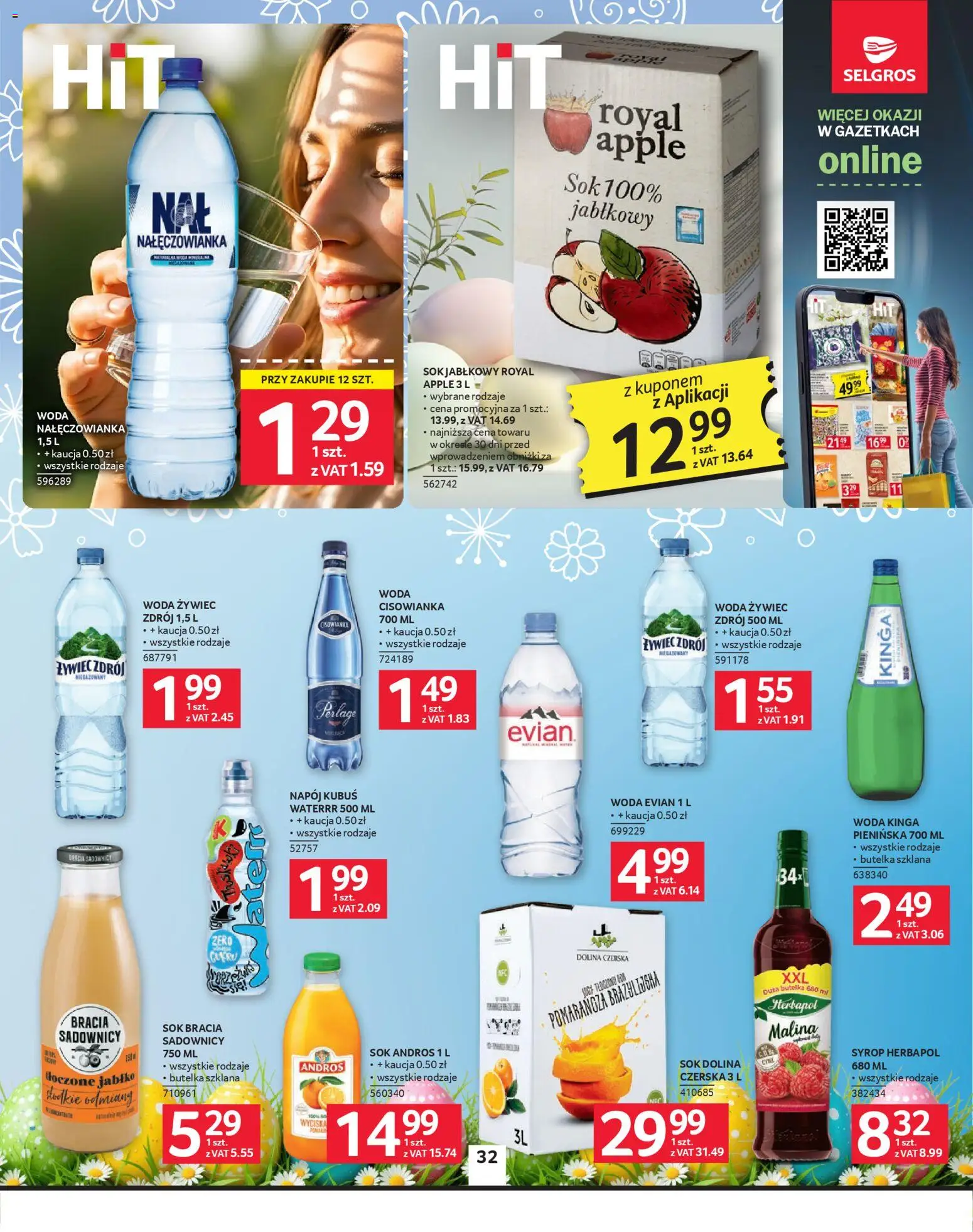 Selgros cash&carry gazetka od 26.03.2026 | Strona: 32 | Produkty: Syrop, Malina, Sok jabłkowy, Woda