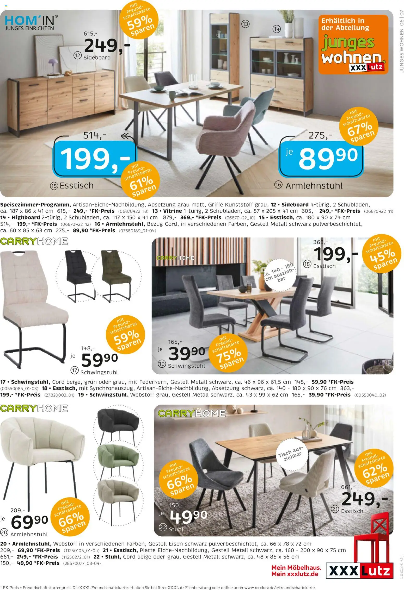 XXXL Lutz Junges Wohnen – gültig ab 22.02.2026 | Seite: 7 | Produkte: Sideboard, Esstisch, Vitrine, Stuhl