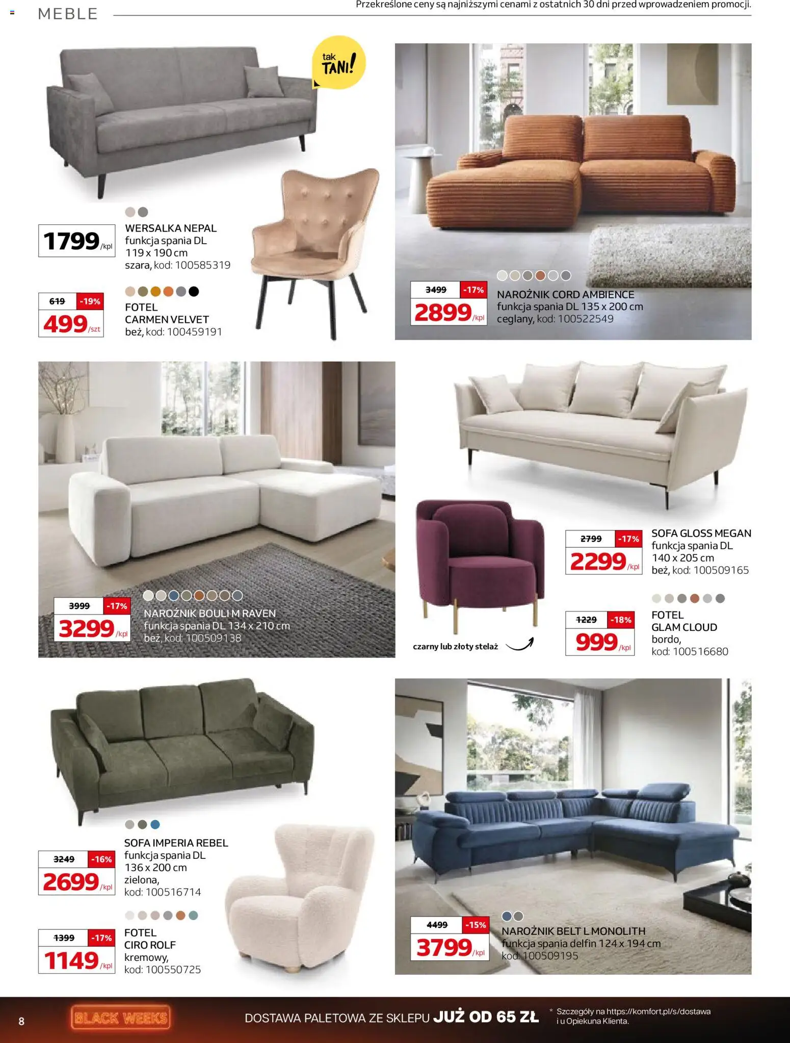 Komfort Black Friday od 29.10.2025 | Strona: 8 | Produkty: Sofa, Fotel