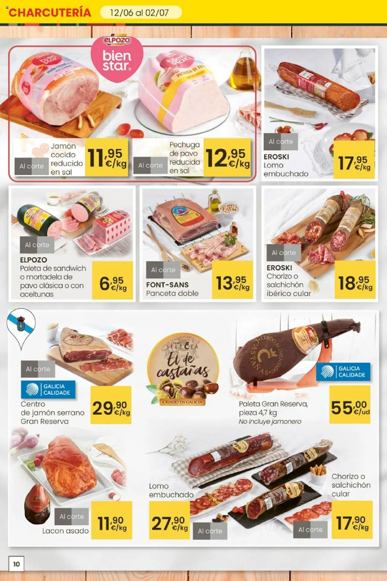 Eroski - Ofertones para conquistarte │ válido desde el 12.06.2025 | Página: 10 | Productos: Jamón serrano, Ηλεκτρικός φούρνος, Jamón, Mortadela