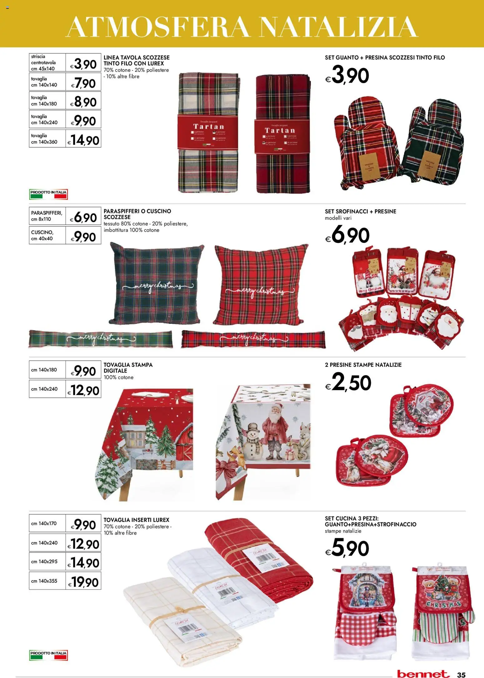 Volantino bennet del 20.11.2025 | Pagina: 35 | Prodotti: Presina, Stampa, Cuscino, Tovaglia