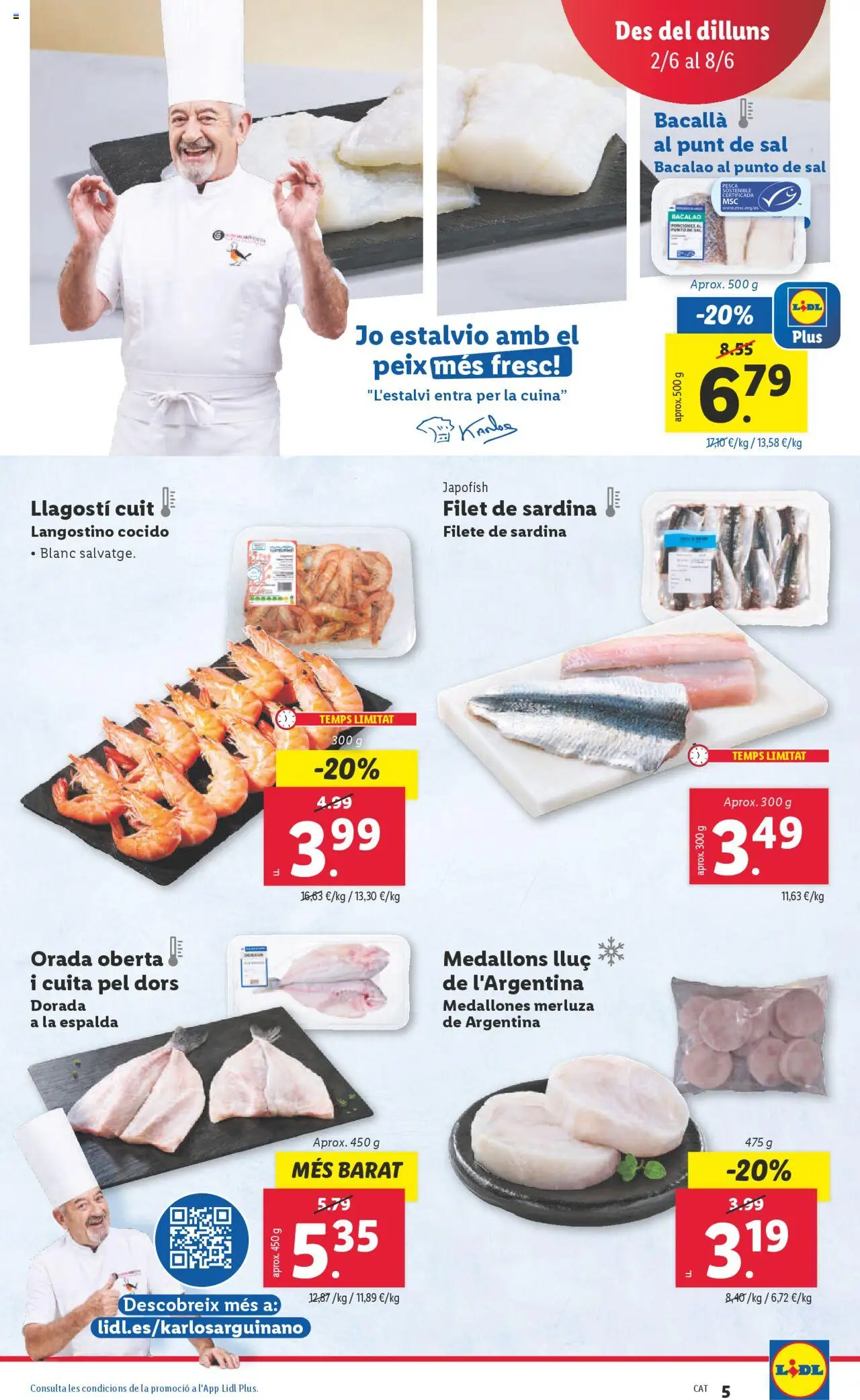 Lidl catálogo BCN │ válido desde el 02.06.2025 | Página: 5 | Productos: Medallones, Filete, Langostino