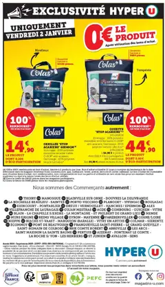 Hyper U - Prévisualisation de Hyper U - Le blanc valide à partir de 27.12.2025 | Page: 40 | Produits: Enveloppe, Oreiller, Brie, Couette