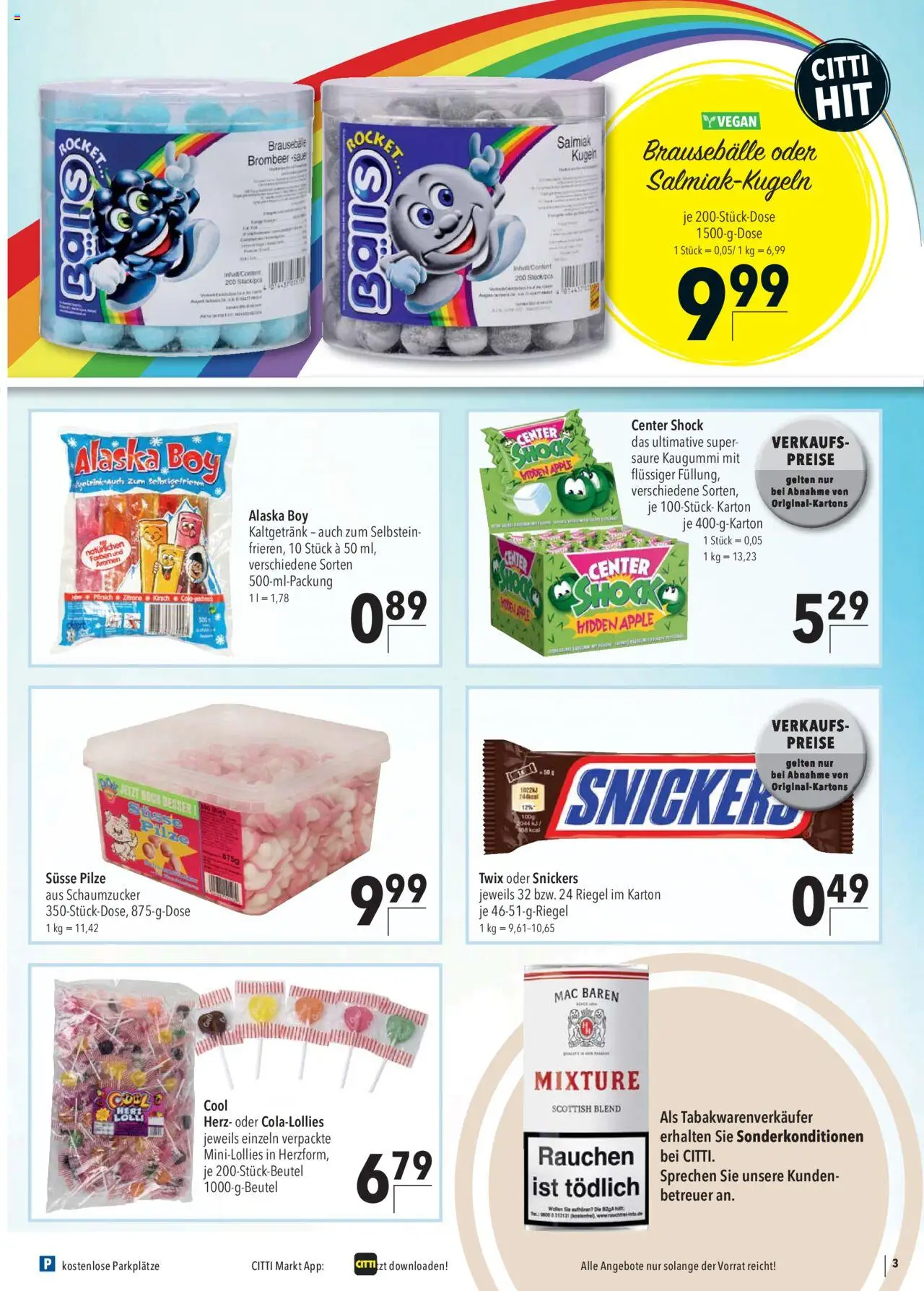 CITTI Markt - Kioskwerbung - gültig ab dem 13.08.2025 | Seite: 3 | Produkte: Snickers, Apple, Twix