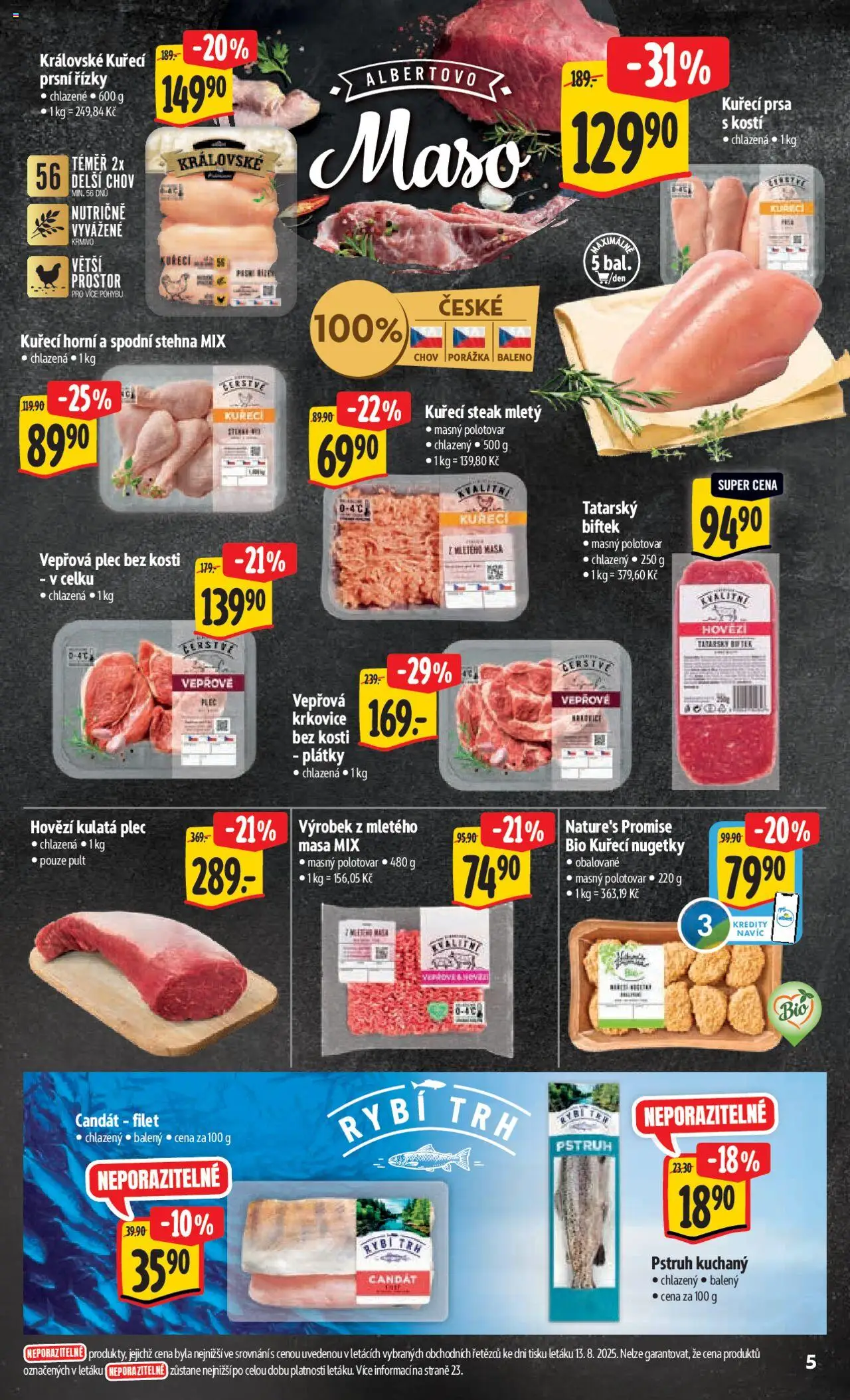 Albert leták - Hypermarket od 20.08.2025 | Strana: 11 | Produkty: Hovězí, Kuřecí nugetky, Candát, Tatarský biftek