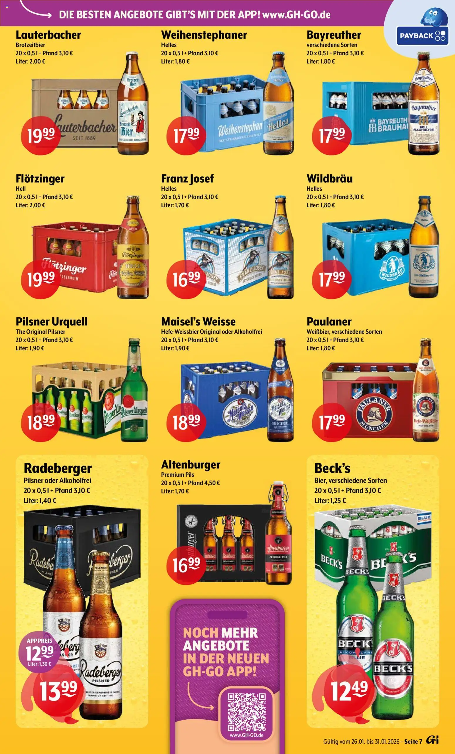 Trink und Spare Prospekt 	 – gültig ab 26.01.2026 | Seite: 7 | Produkte: Bier, Pils, Burger, Pilsner urquell