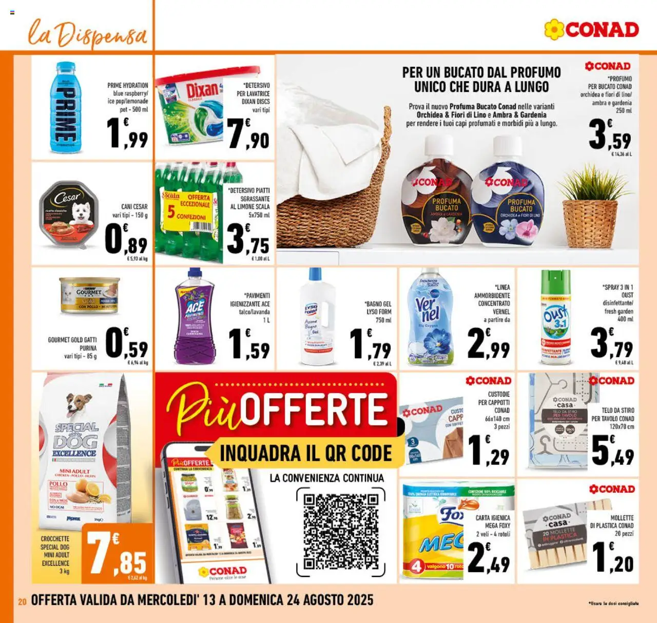 Volantino Conad del 13.08.2025 | Pagina: 20 | Prodotti: Pollo, Crocchette, Tavolo, Profumo