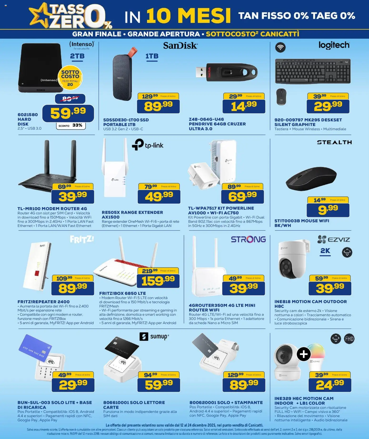 Volantino Euronics del 12.12.2025 | Pagina: 12 | Prodotti: Router, Range extender, Tastiera, Adattatore