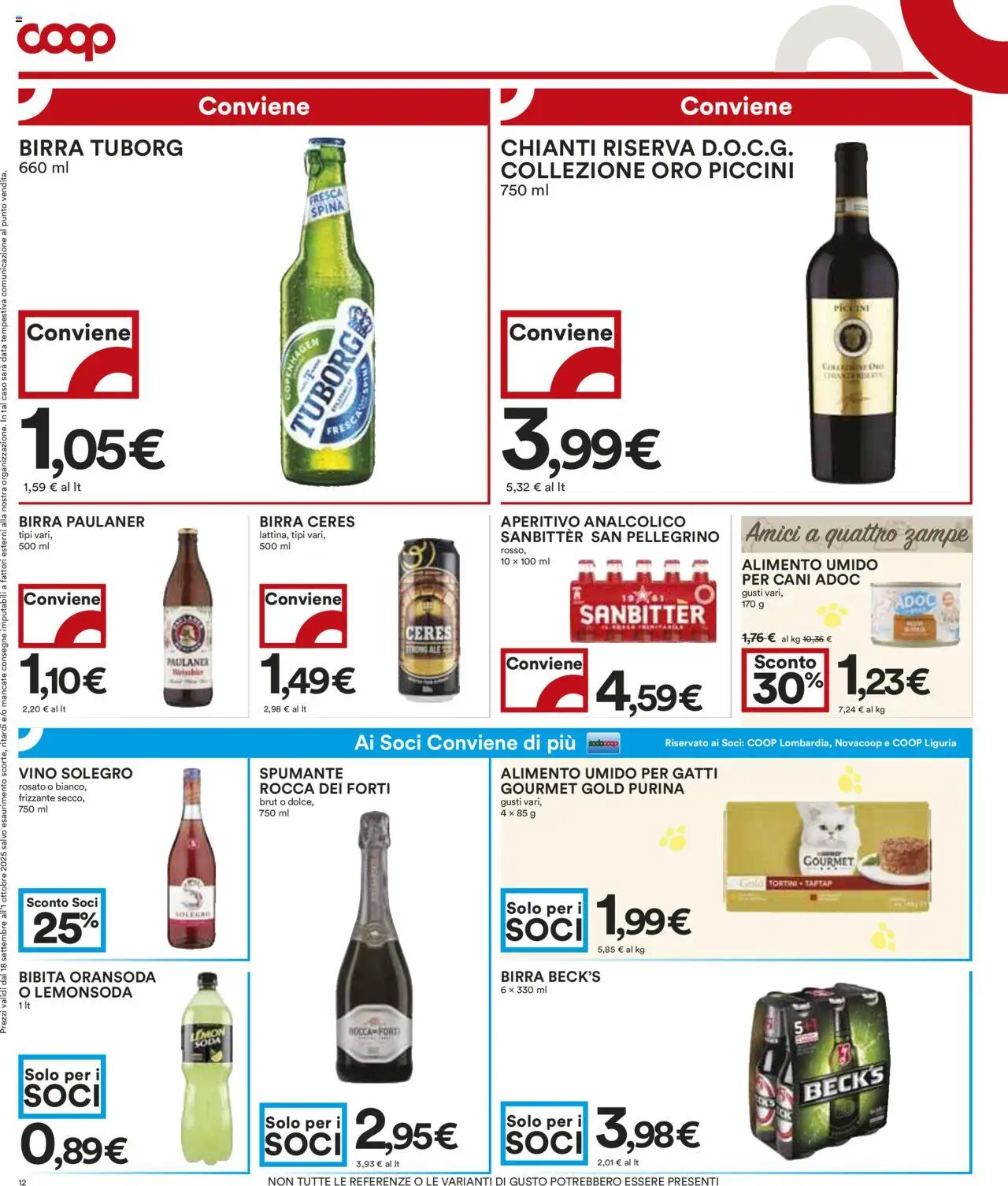 Volantino COOP del 18.09.2025 | Pagina: 12 | Prodotti: Birra, Vino, Spumante, Bibita