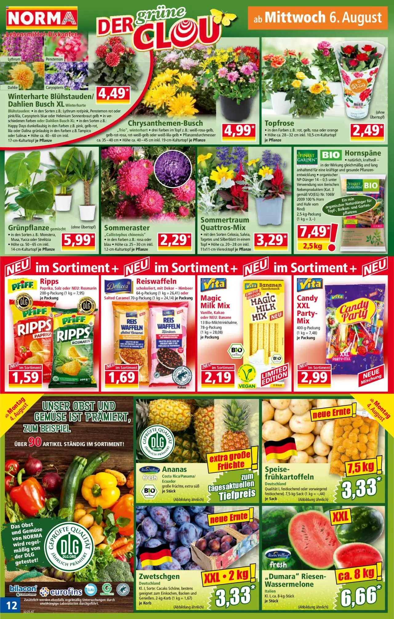 Norma Flugblatt gültig ab 04.08.2025 | Seite: 12 | Produkte: Gemüse, Obst, Rum, Bananen