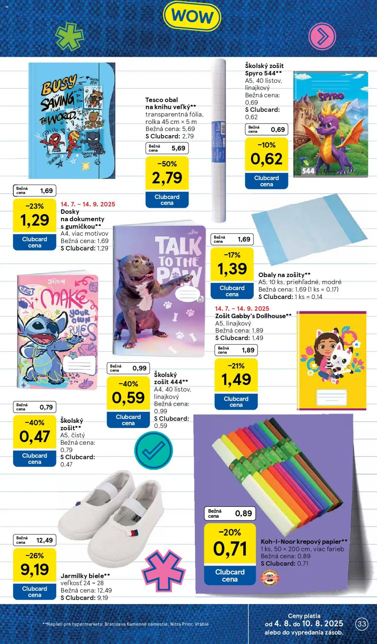 Tesco Hypermarket - leták │ platný od 06.08.2025 | Strana: 33 | Produkty: Zošit, Notebook