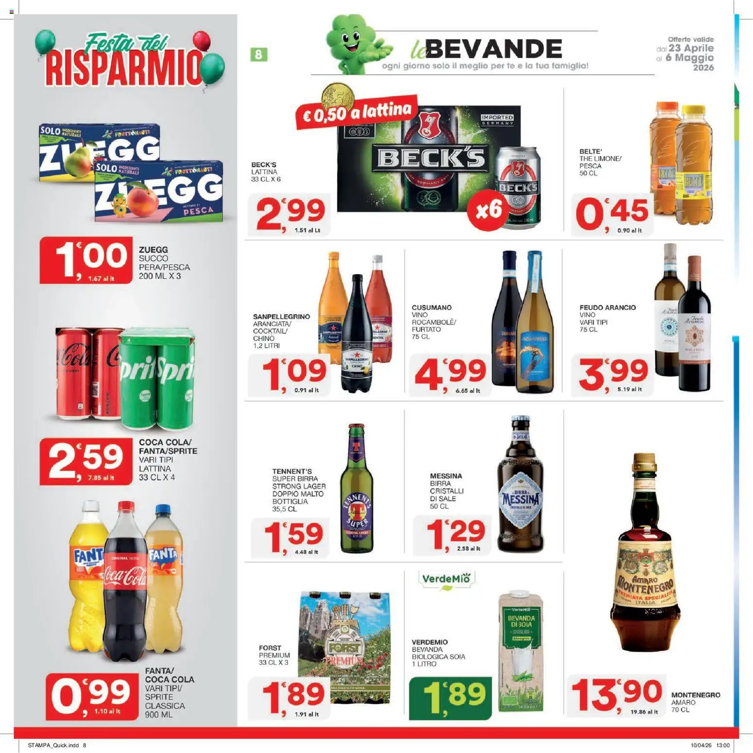 Volantino SISA del 23.04.2026 | Pagina: 8 | Prodotti: Birra, Pesca, The, Bottiglia