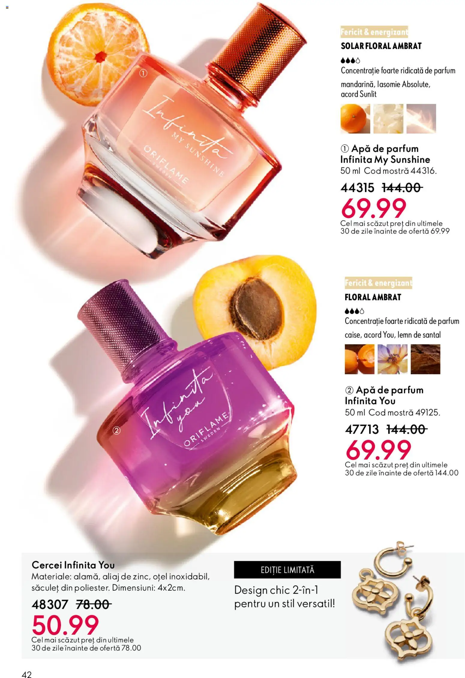 Noul catalog Oriflame – valabil de la 27.05.2026 | Pagină: 42 | Produse: Apă de parfum, Cercei, Parfum, Apă