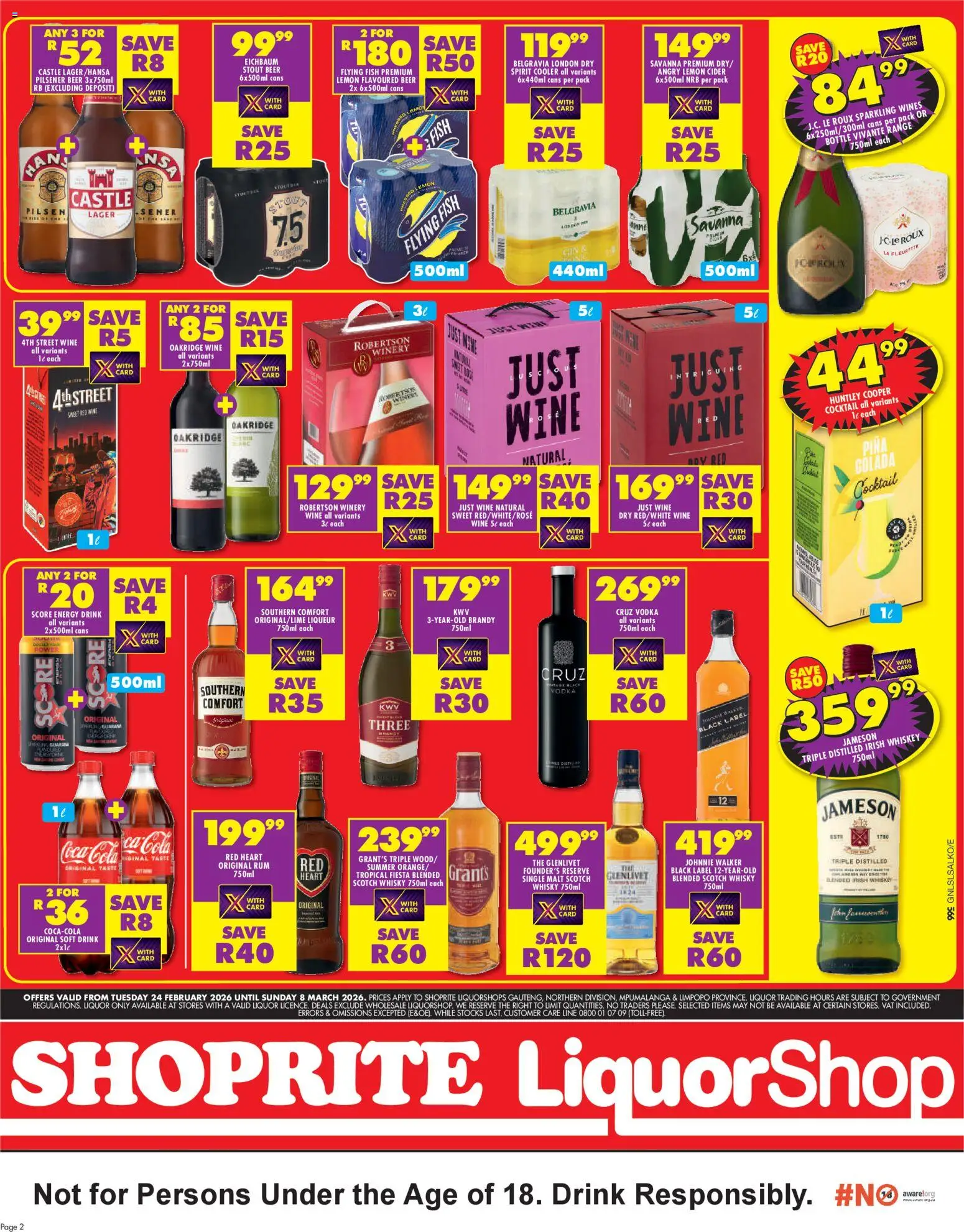 New Shoprite catalogue – valid from 24.02.2026 | Page: 2 | Products: Cider, Wine, Gin, Whiskey
