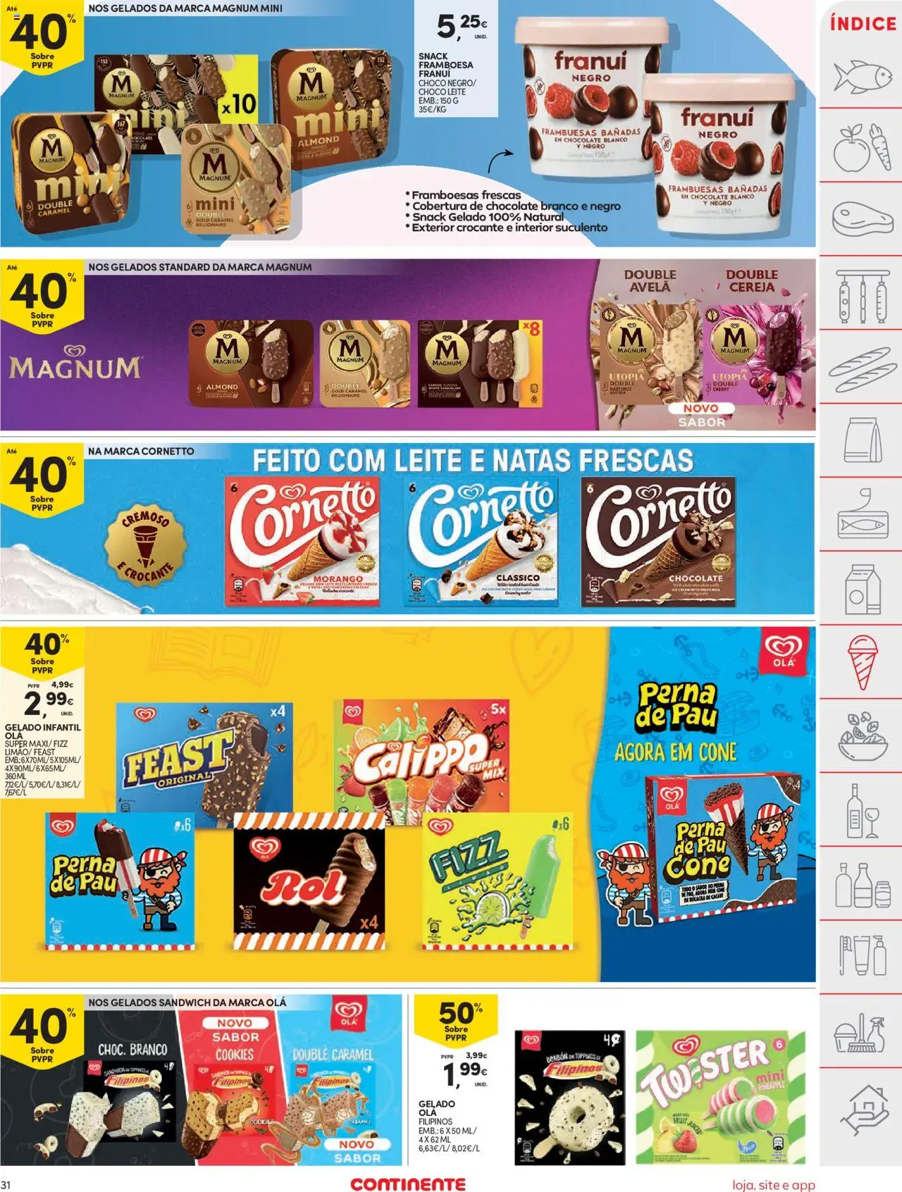 Continente folheto │ válido de 19.08.2025 | Página: 31 | Produtos: Filipinos, Framboesas, Gelado, Chocolate