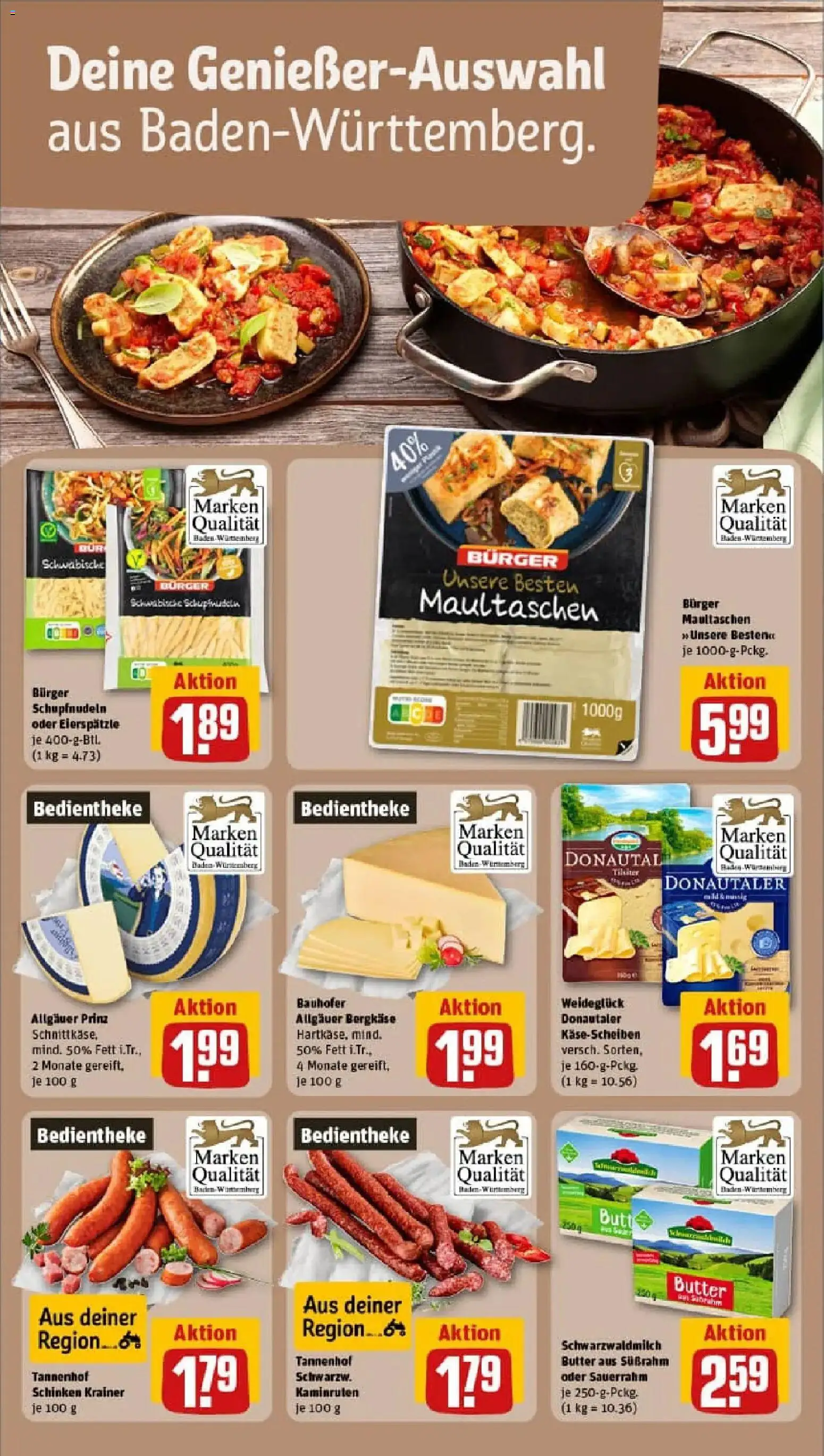 Rewe prospekt Stuttgart	 – gültig ab 10.11.2025 | Seite: 15 | Produkte: Burger, Schinken, Maultaschen, Sauerrahm