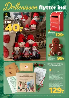 Boks med nissedrillerier til børn, Lad nissen flytte ind i december og få hjælp til en masse skønne nissedrillerier. Boksen indeholder alt du skal bruge, f.eks. nissebreve til hver dag i december, fodspor, nissedør, nissepostkasse, mini dørmåtte, juleguirlande, pakker, hue, gavepapir, farveblyanter, tegninger, mini-juletræ, julenøgleringe, snefnug og klistermærkeark m.m. gyldig fra 01.11.2025 | Side: 42