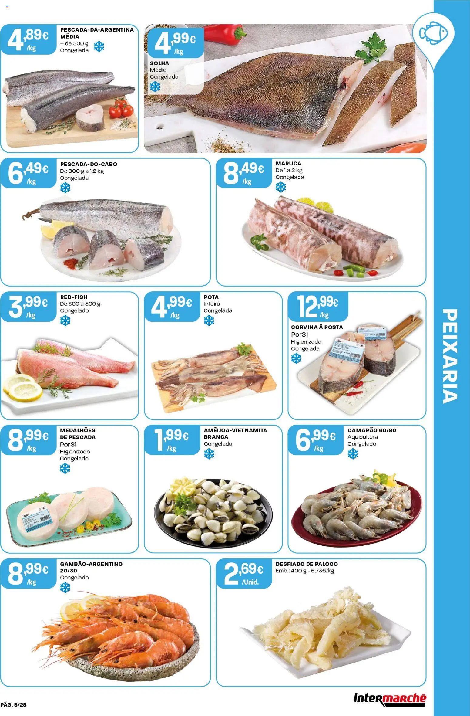 Intermarché Folheto Contact │ válido de 06.11.2025 | Página: 5 | Produtos: Pescada, Camarão