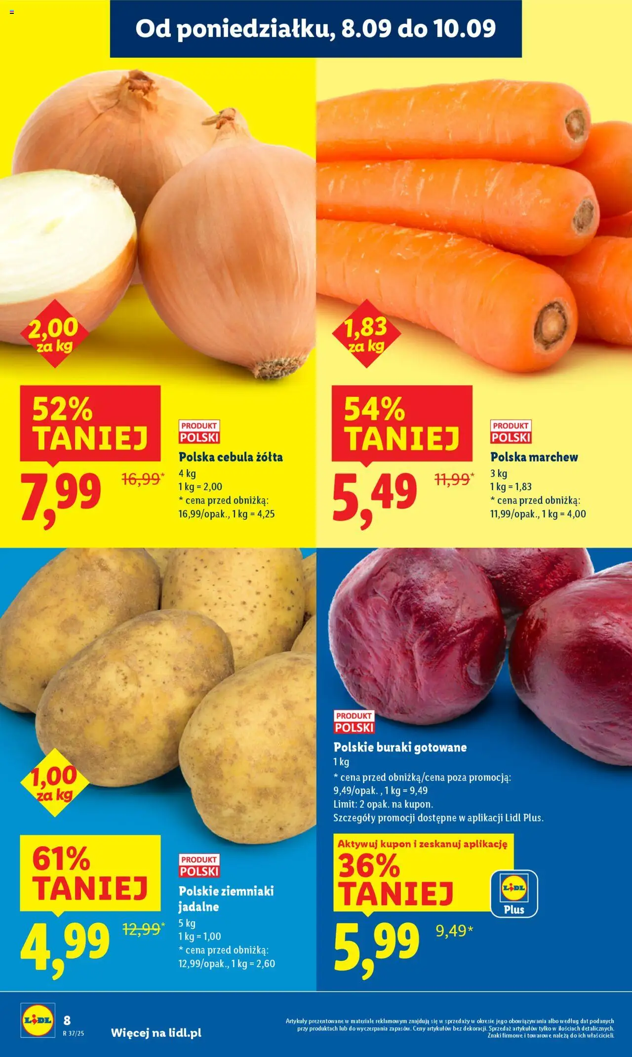 Lidl Gazetka od 08.09.2025 | Strona: 10 | Produkty: Buraki, Buraki gotowane, Ziemniaki