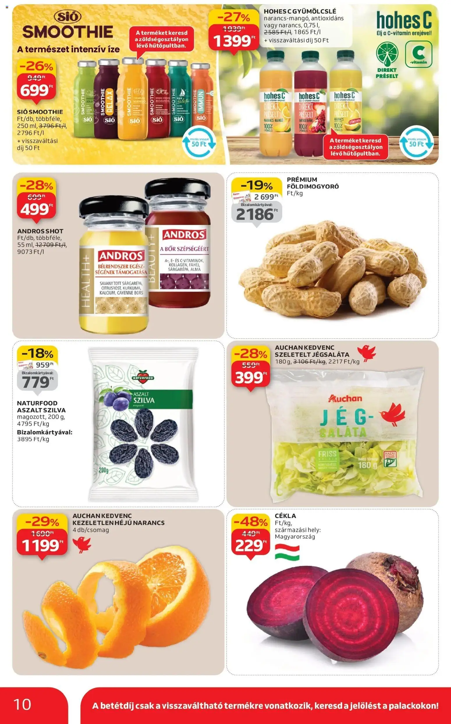 Auchan akciós ujság - amely érvényes a következő dátumtól: 18.12.2025 | Oldal: 10 | Termékek: Alma, Smoothie, Saláta, Cayenne bors