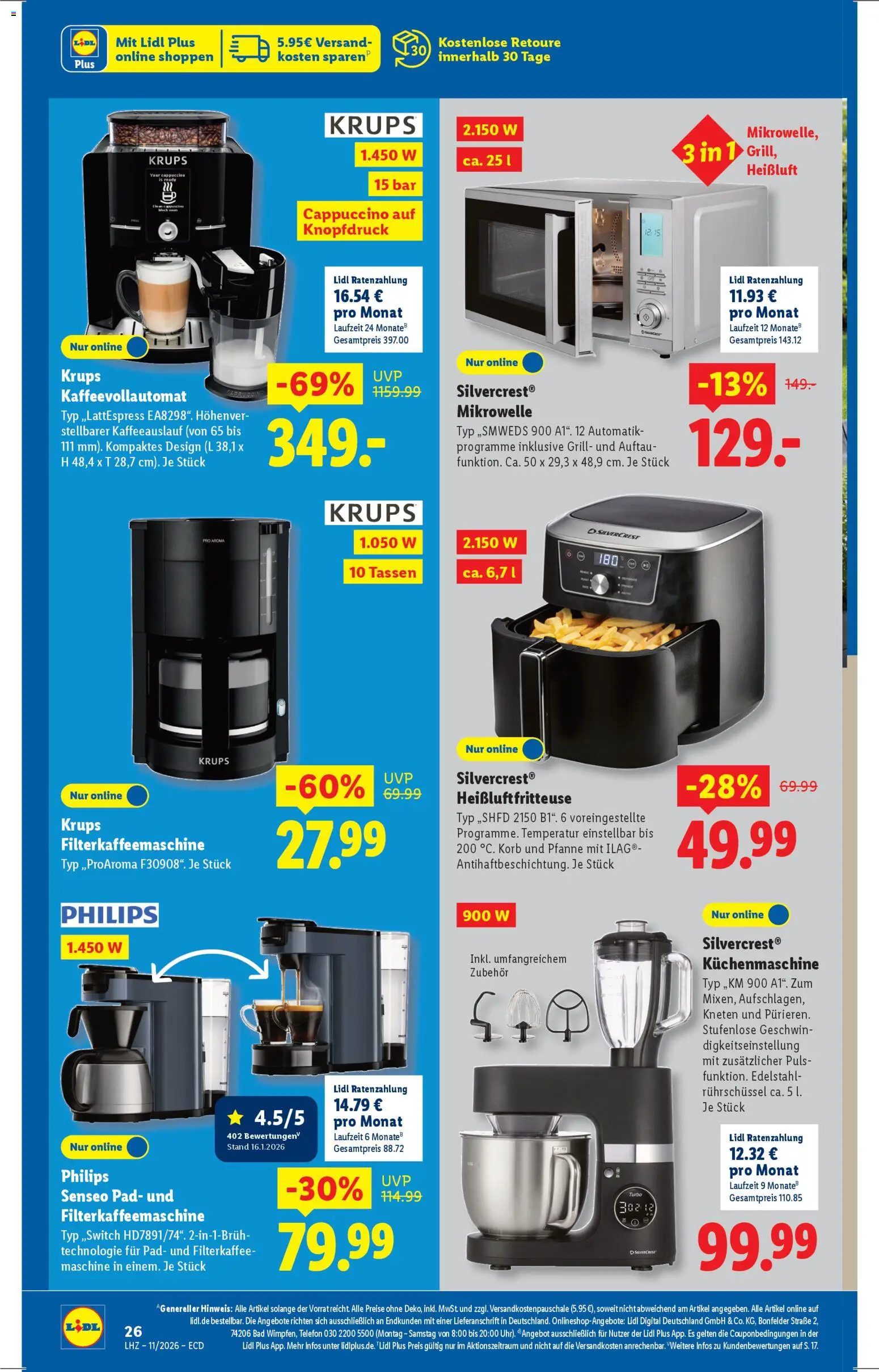 Lidl - Prospekt – gültig ab 09.03.2026 | Seite: 16 | Produkte: Korb, Kaffeevollautomat, Heißluftfritteuse, Telefon