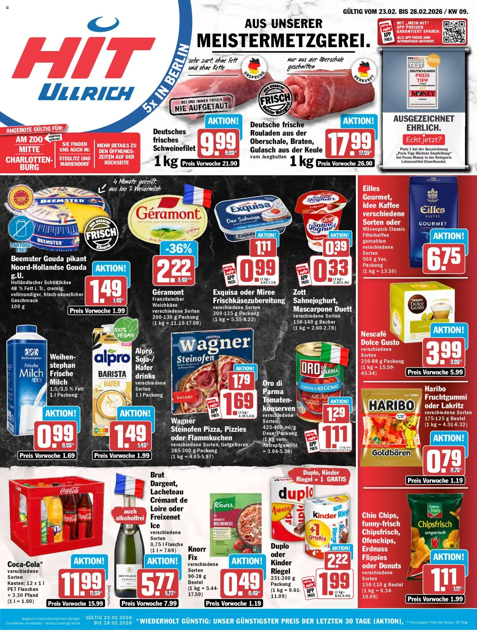 HIT Prospekt 	 – gültig ab 23.02.2026 | Seite: 1 | Produkte: Nescafe, Eilles kaffee, Salami, Sahne