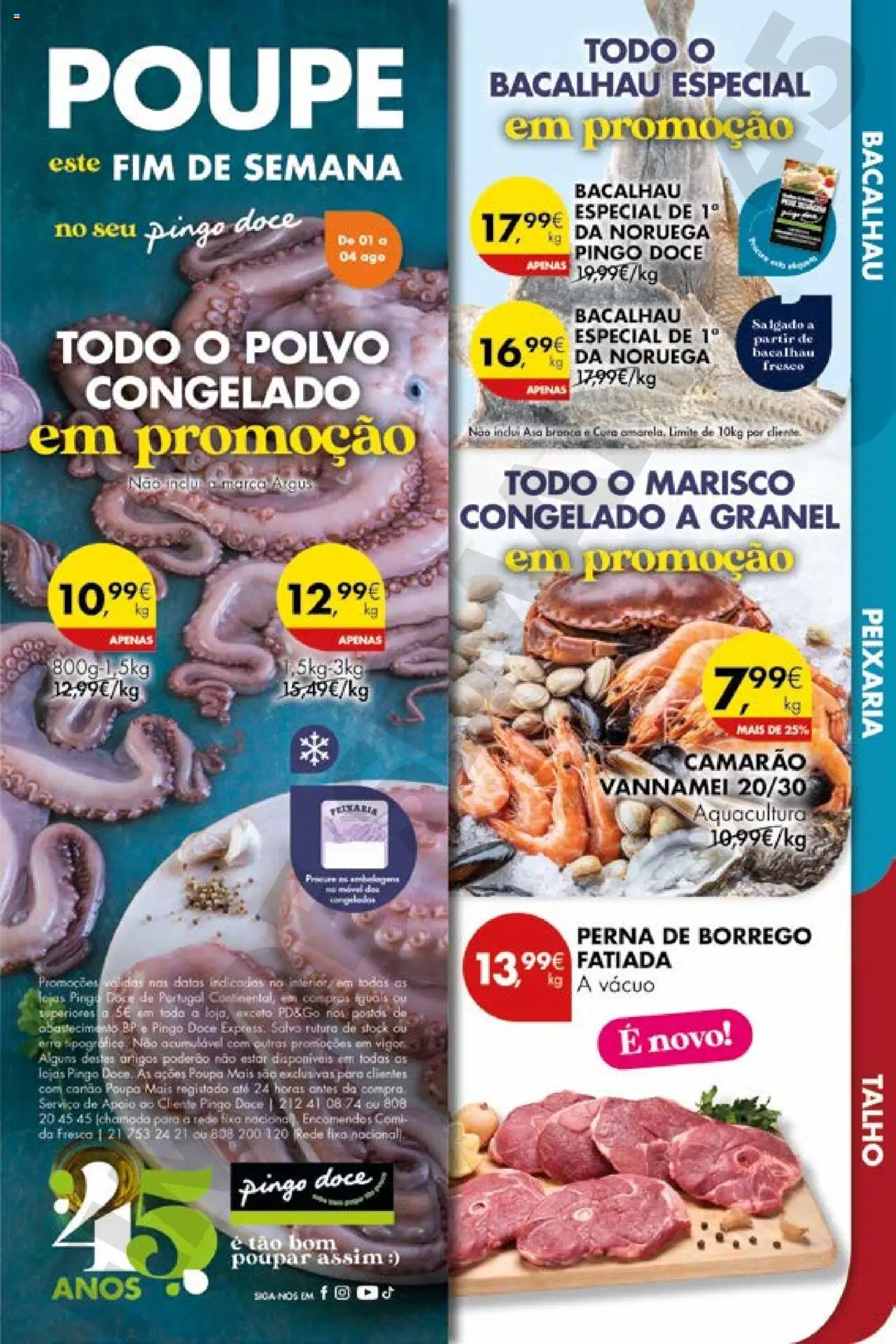 Pingo Doce Poupe este Fim de Semana │ válido de 01.08.2025 | Página: 1 | Produtos: Bacalhau, Polvo, Camarão