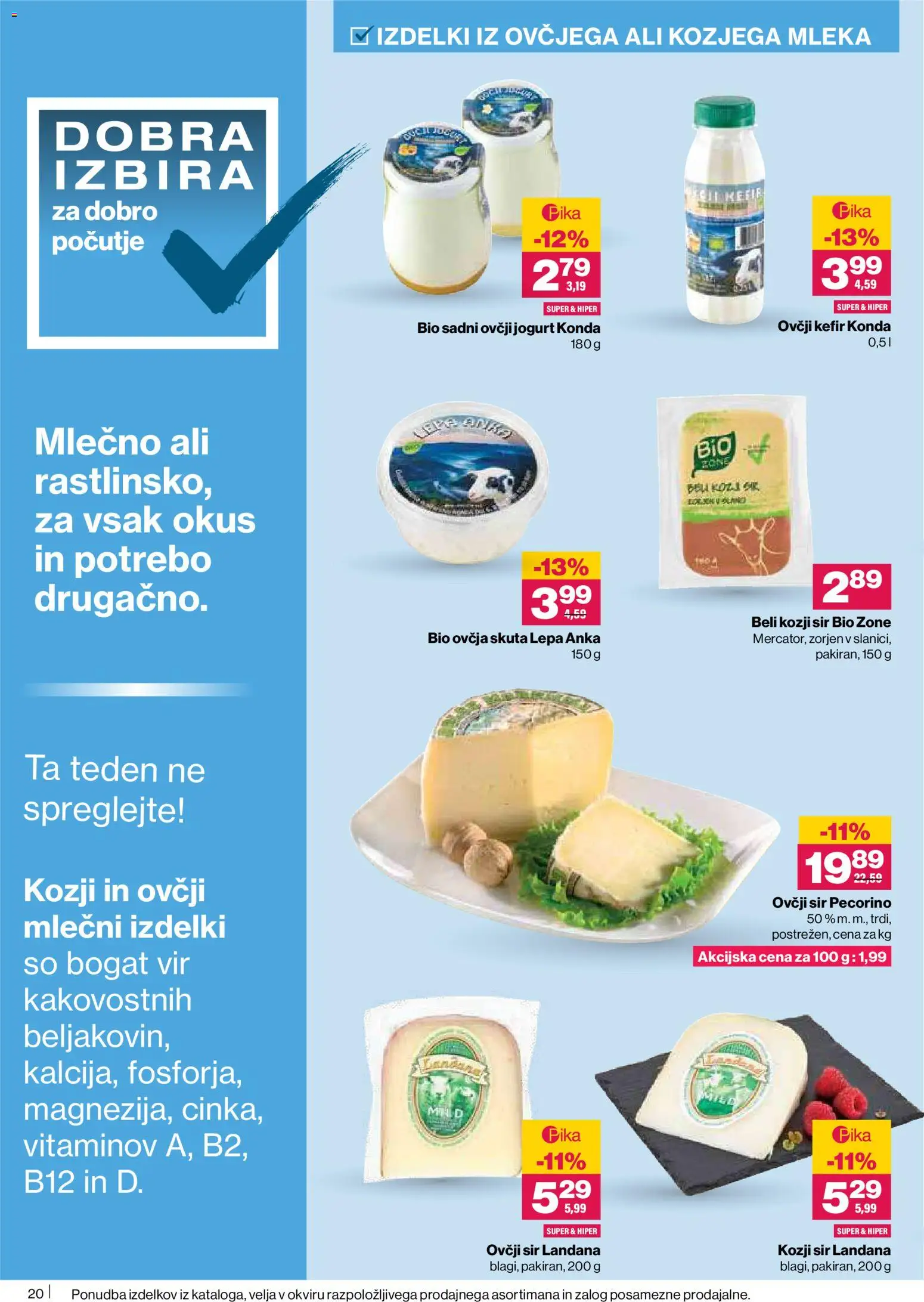Novi Mercator katalog ponudbe – veljaven od 19.03.2026 | Stran: 20 | Izdelki: Kefir, Sir, Jogurt, Skuta