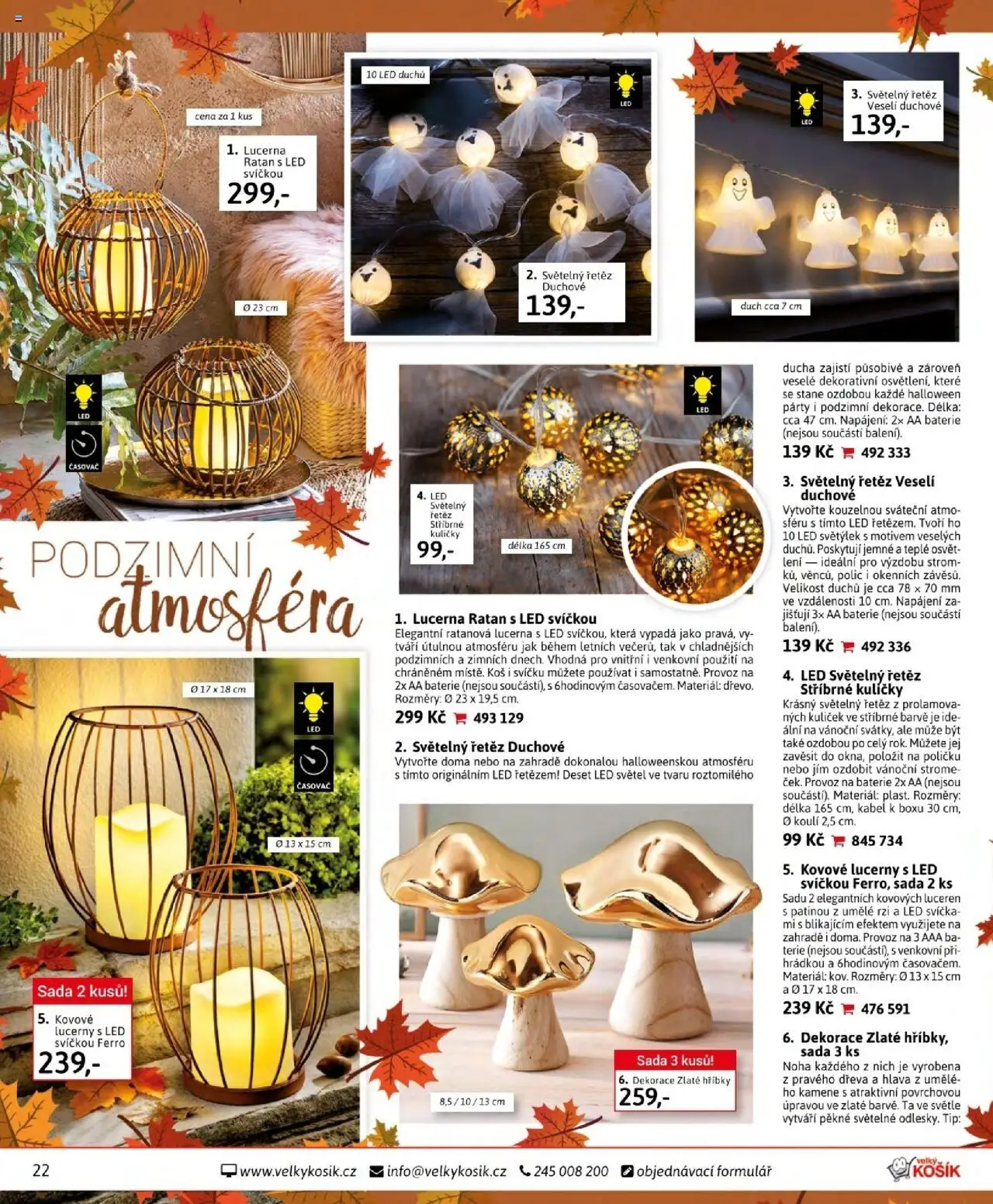 Velký Košík katalog říjen od 01.10.2025 | Strana: 22 | Produkty: Časovač, Koš, Dekorace, Lucerny