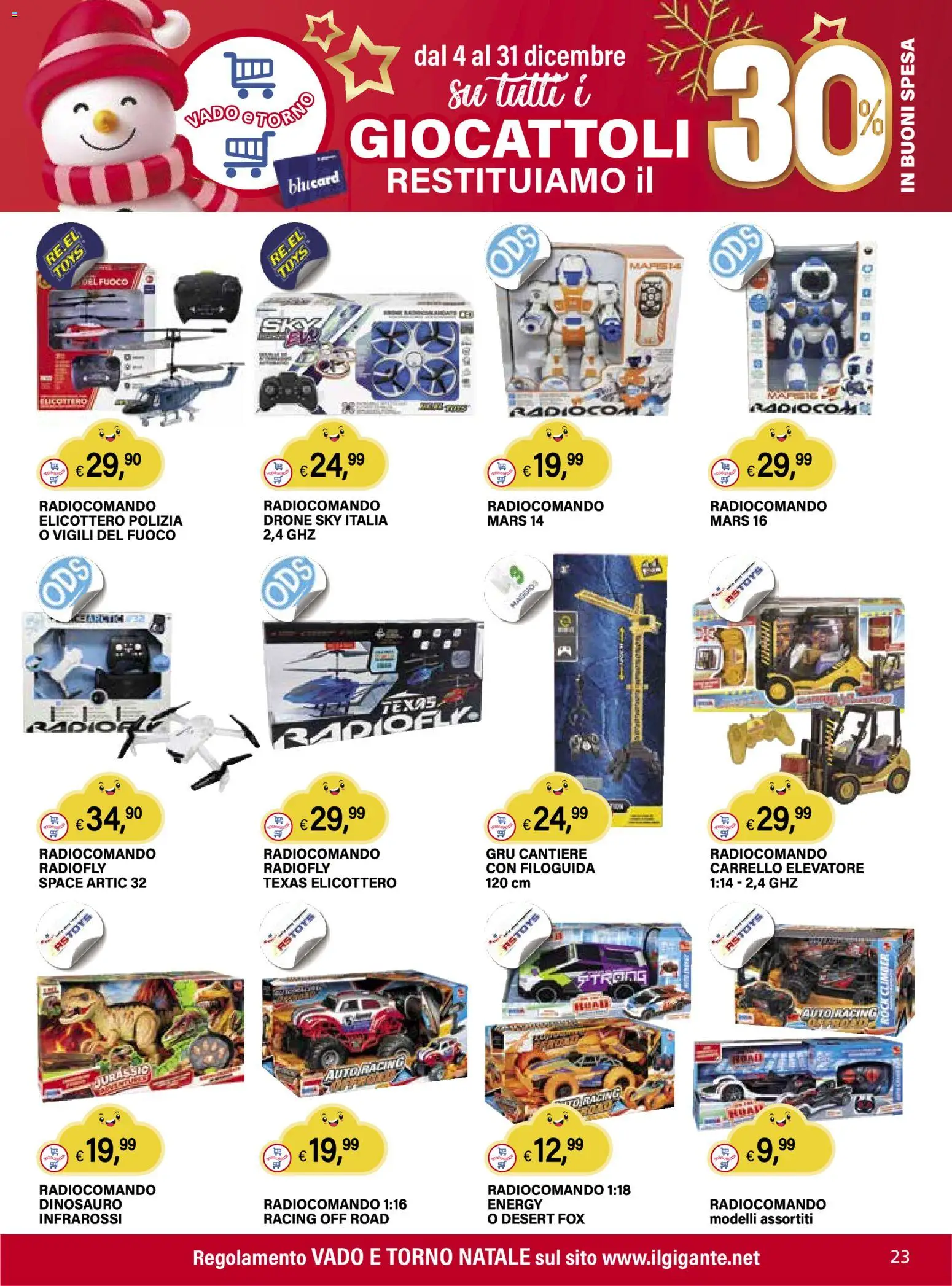 Volantino Il Gigante del 04.12.2025 | Pagina: 23 | Prodotti: Drone, Carrello