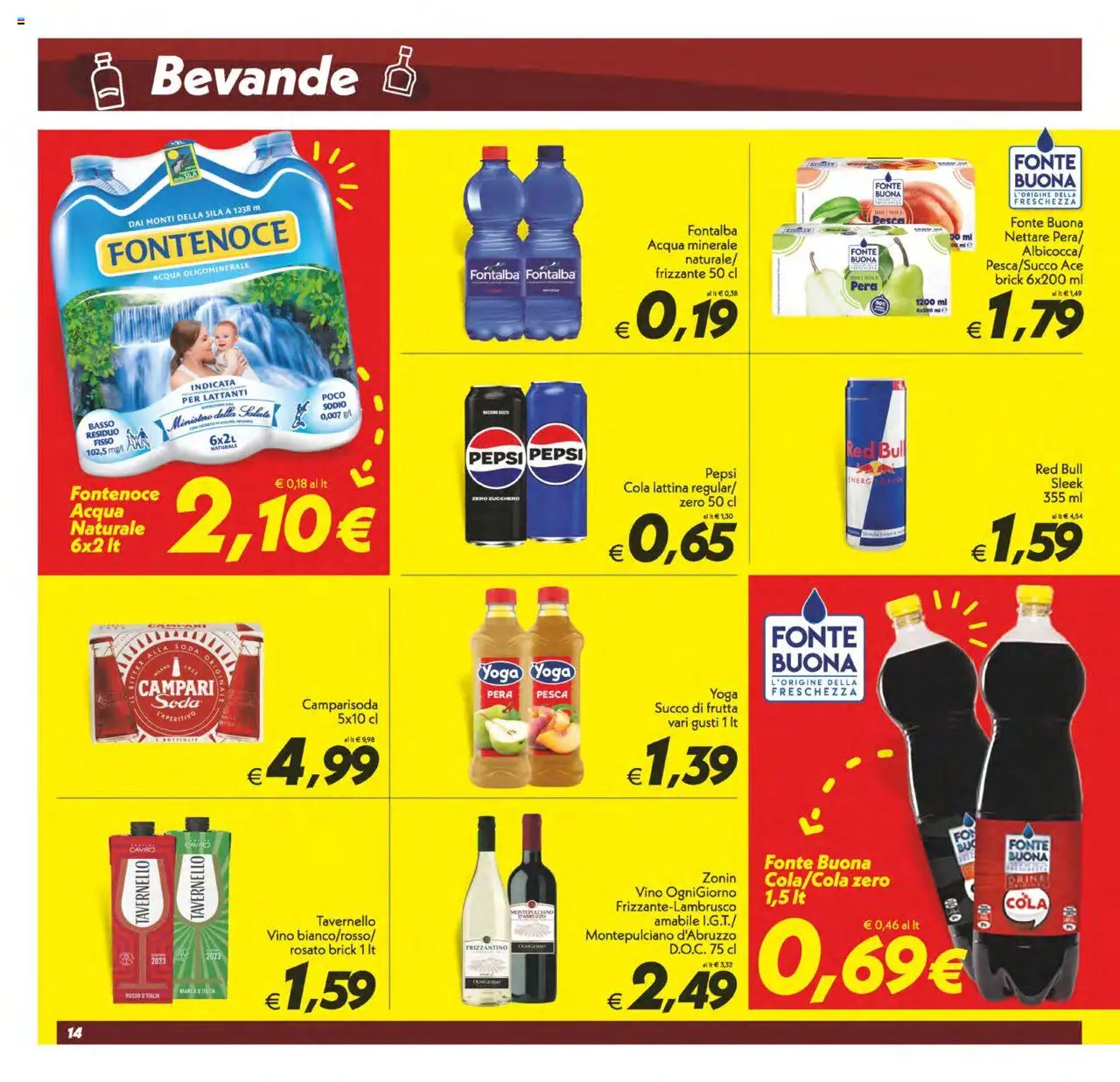 Volantino SuperConveniente del 23.09.2025 | Pagina: 14 | Prodotti: Frutta, Zucchero, Red Bull, Pepsi