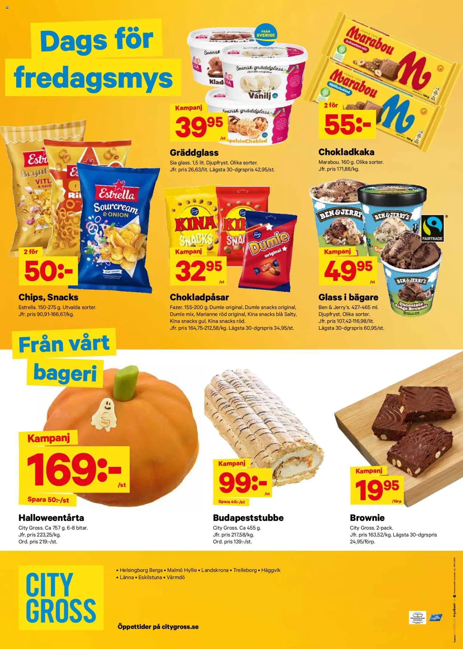 City Gross reklamblad aktuell från 27.10.2025 | Sida: 11 | Produkter: Bageri, Chokladkaka, Glass