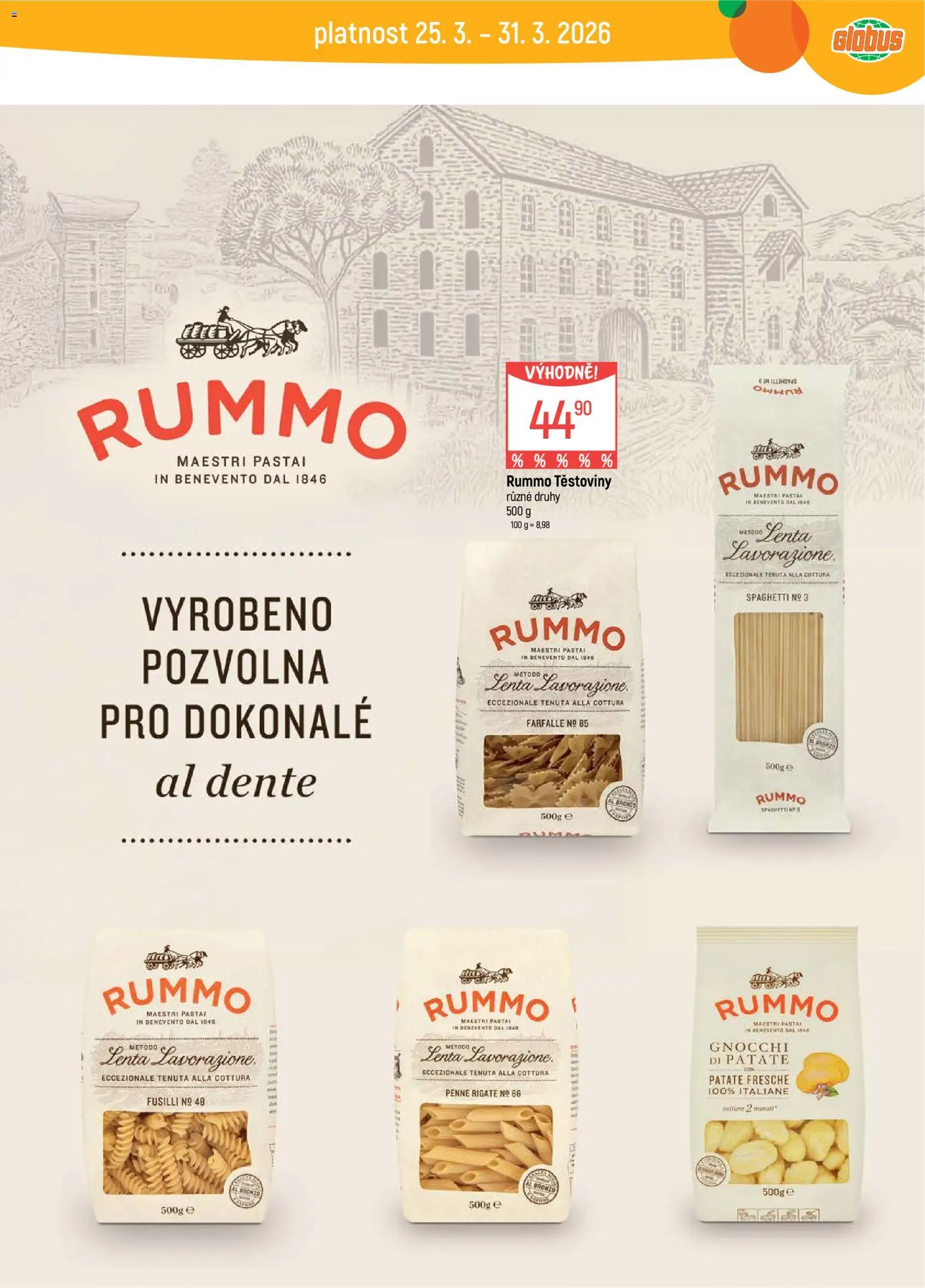 Globus leták - Ostrava od 25.03.2026 | Strana: 20 | Produkty: Penne, Globus, Těstoviny, Gnocchi
