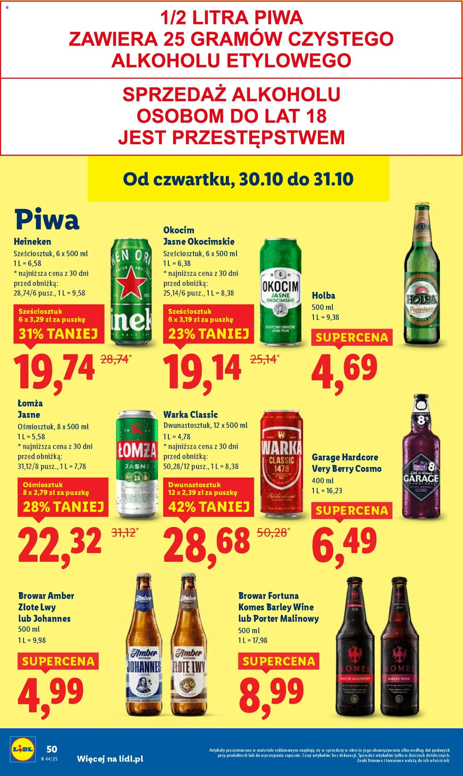 Lidl Gazetka od 30.10.2025 | Strona: 52 | Produkty: Warka, Heineken