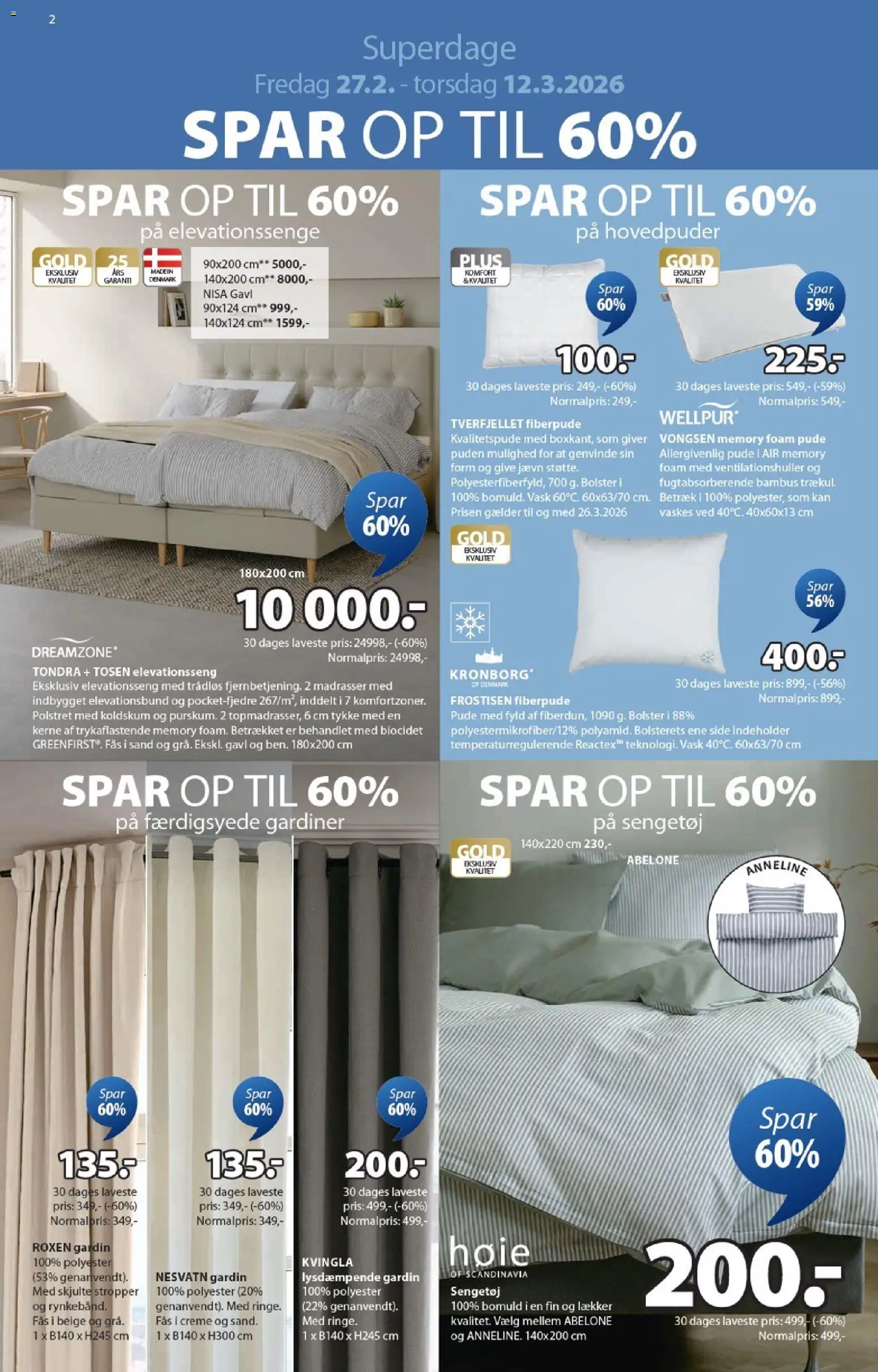 JYSK tilbudsavis – gyldig fra 27.02.2026 | Side: 2 | Produkter: Creme, Færdigsyede Gardiner, Gardiner, Søm