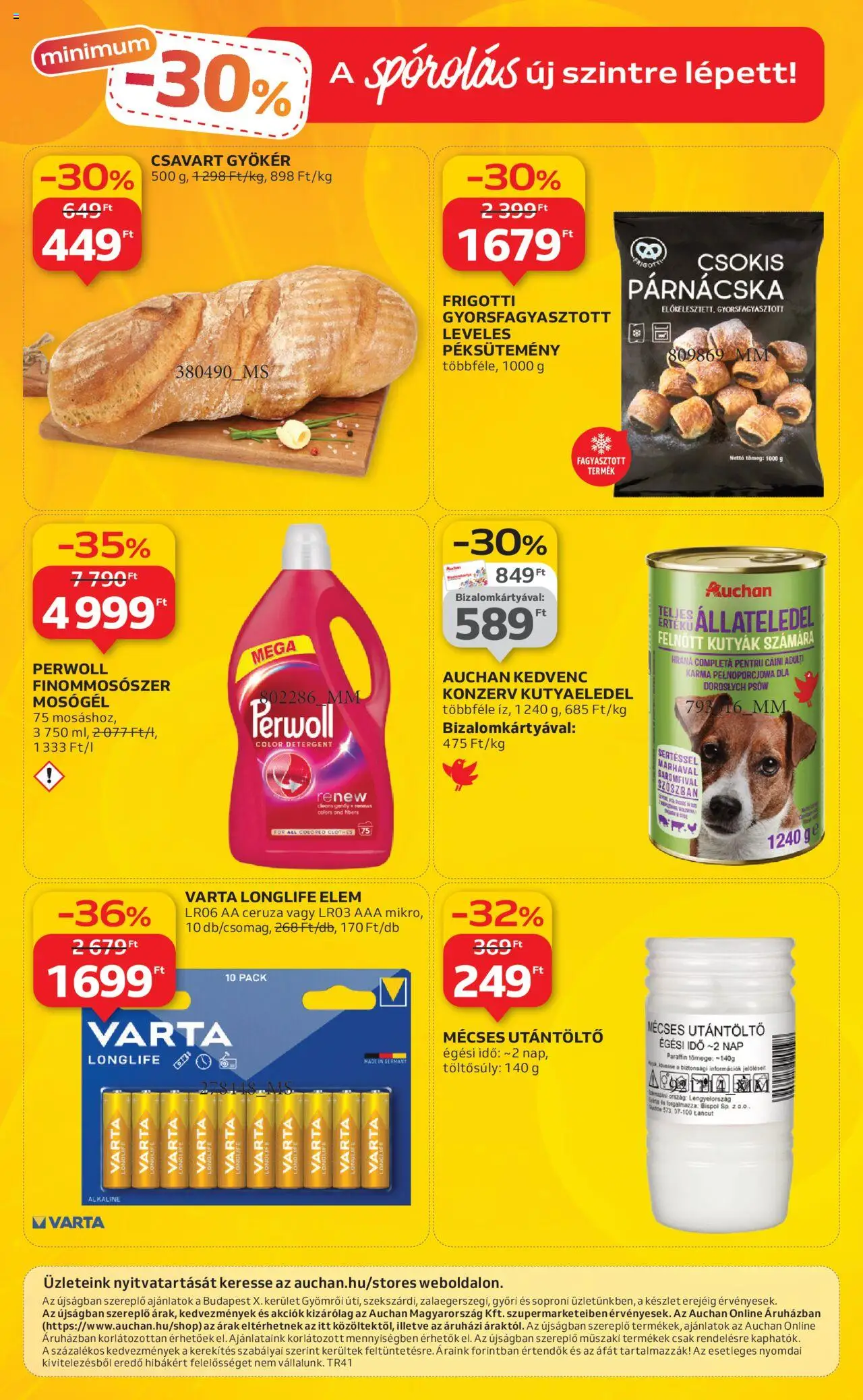 Auchan akciós ujság - amely érvényes a következő dátumtól: 09.10.2025 | Oldal: 16 | Termékek: Perwoll, Kutyaeledel, Mosógél, Mécses