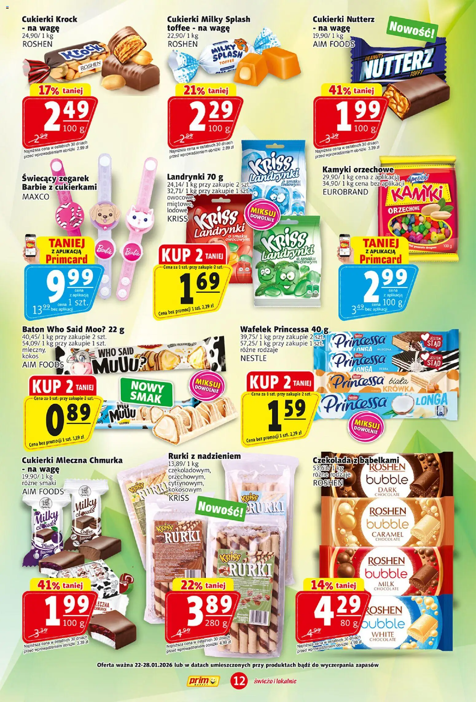 Prim Market Gazetka od 22.01.2026 | Strona: 12 | Produkty: Krowka, Barbie, Czekolada, Cukierki