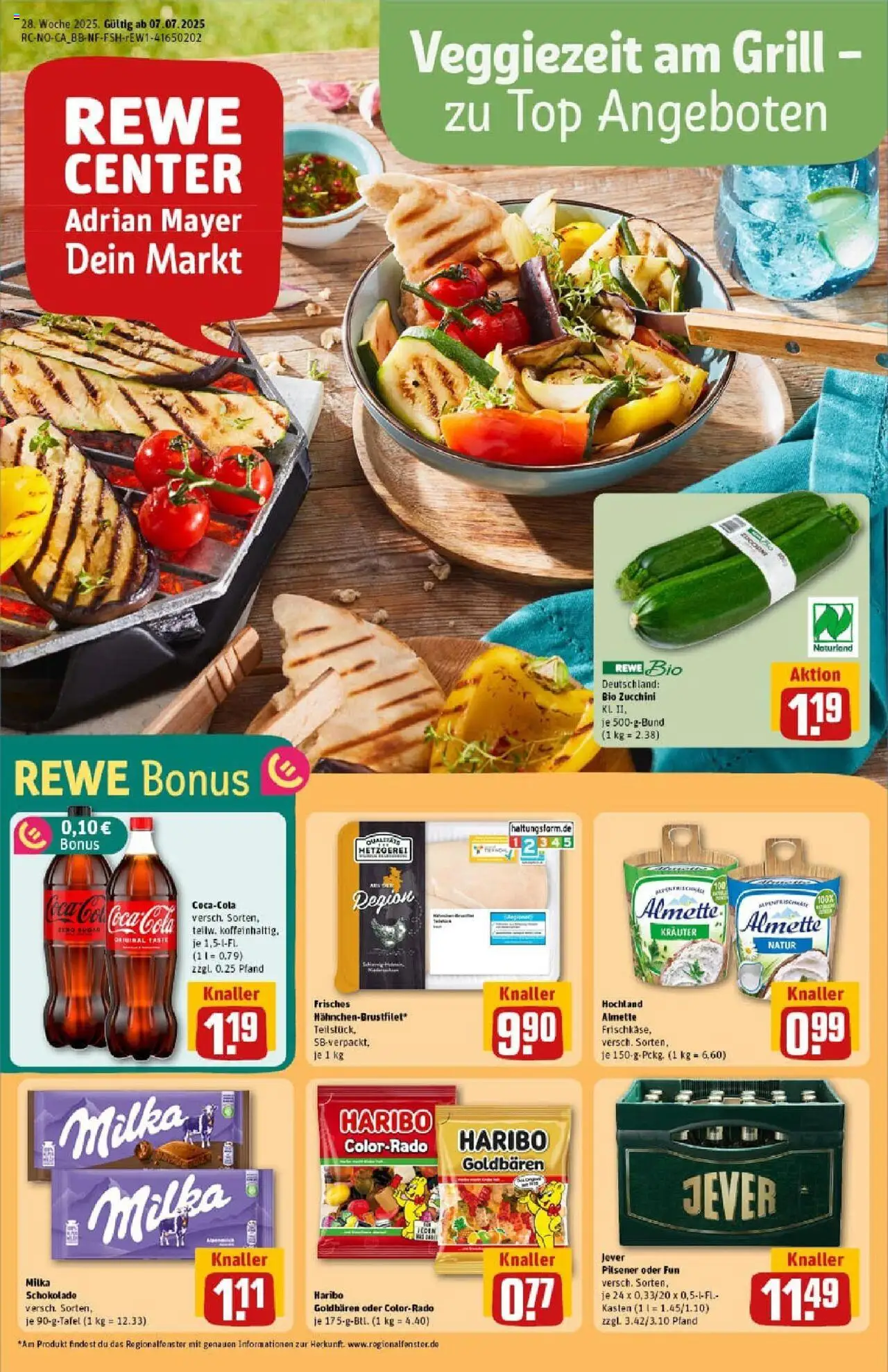 Rewe prospekt Uelzen	 - gültig ab dem 06.07.2025 | Seite: 1 | Produkte: Top, Grill, Milka, Zucchini