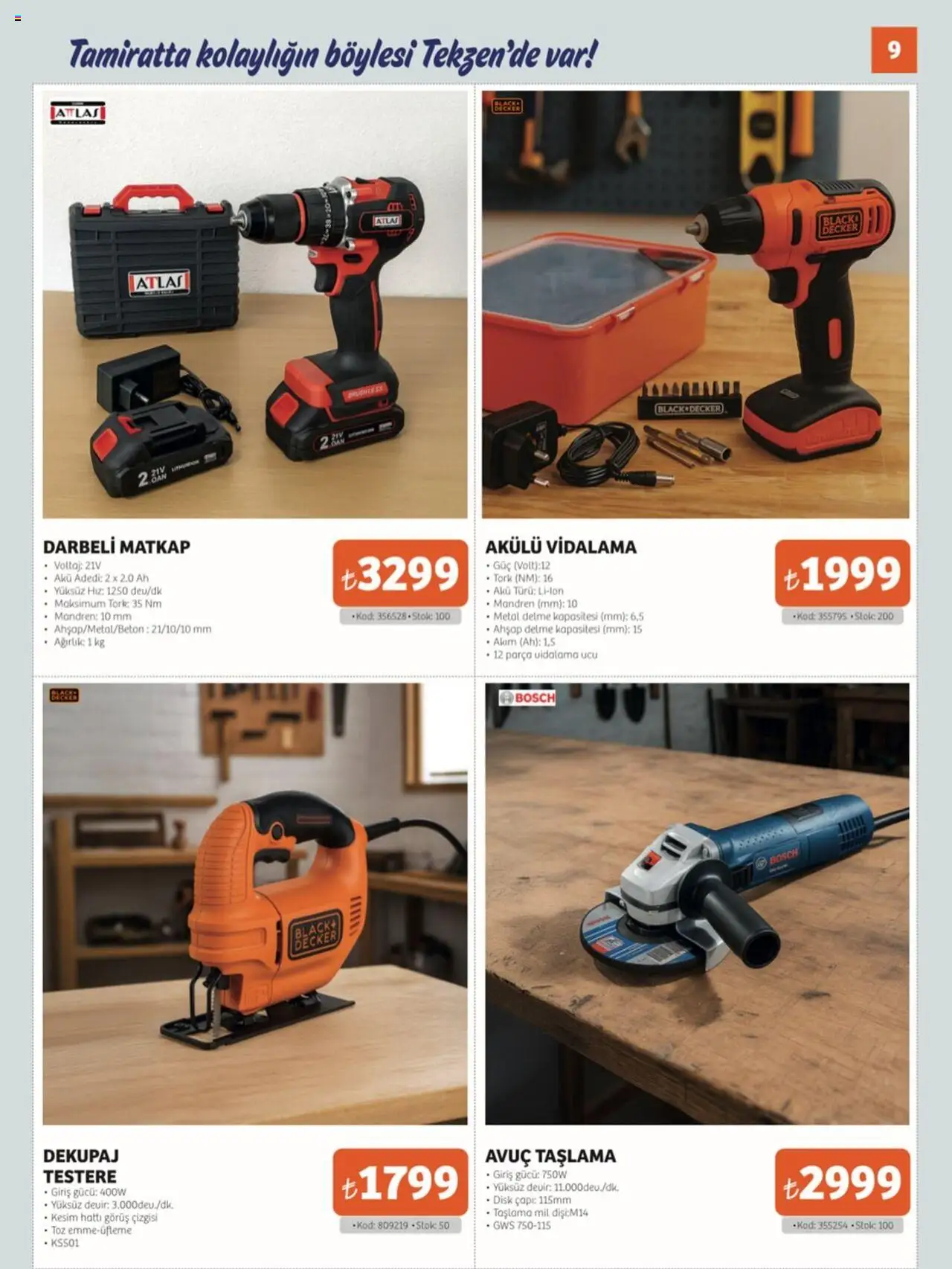 Tekzen Katalog - 01.09.2025 tarihinden itibaren geçerlidir | Sayfa: 9