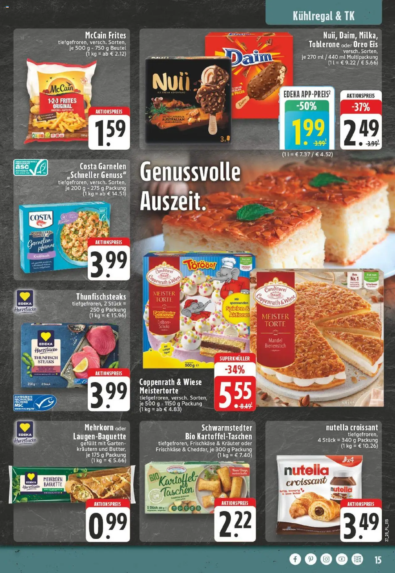 Edeka prospekt Titz	 - gültig ab dem 29.06.2025 | Seite: 15 | Produkte: Thunfisch, Garnelen, Croissant, Nutella