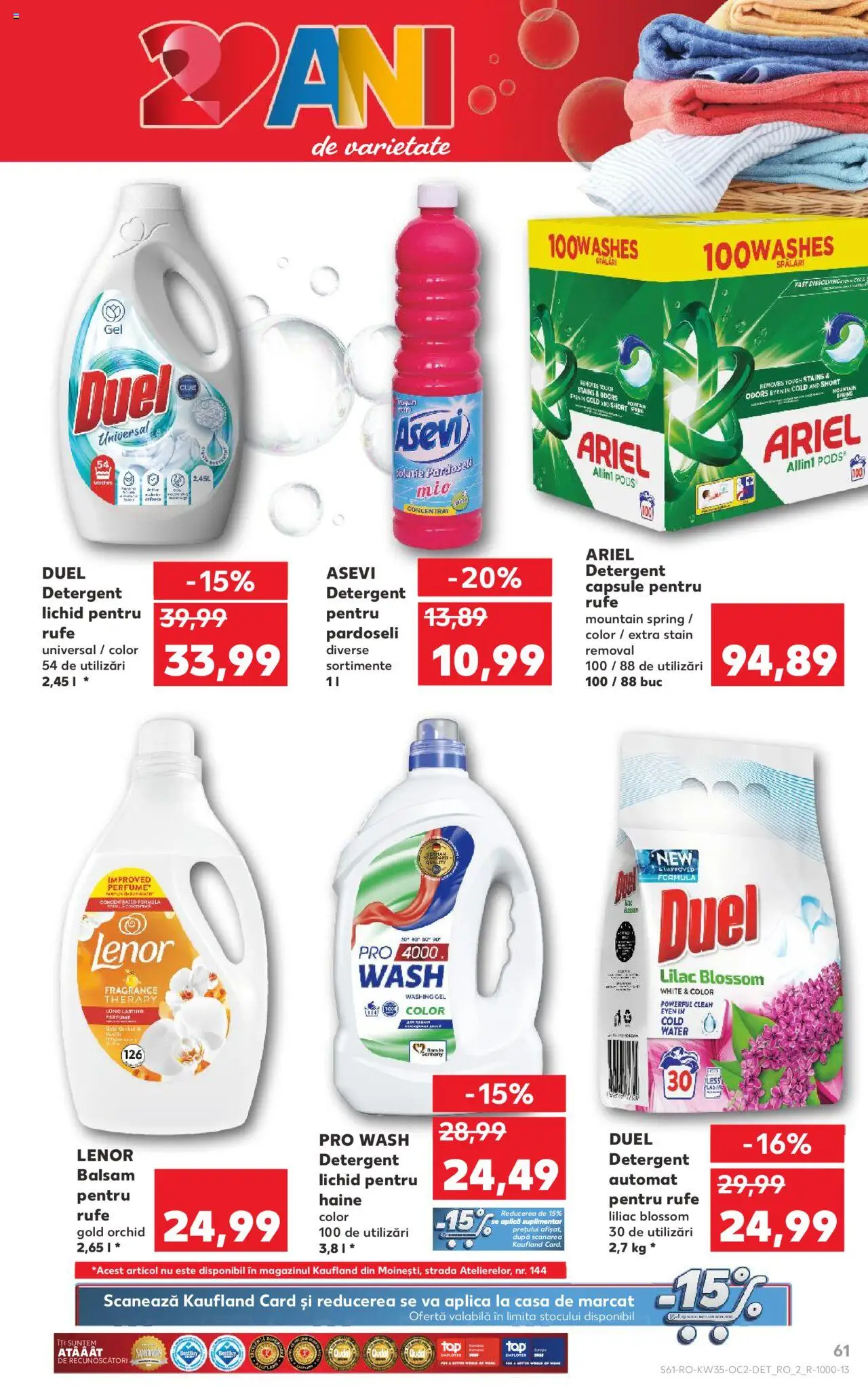 Kaufland RO akciós ujság - amely érvényes a következő dátumtól: 27.08.2025 | Oldal: 61 | Termékek: Ariel