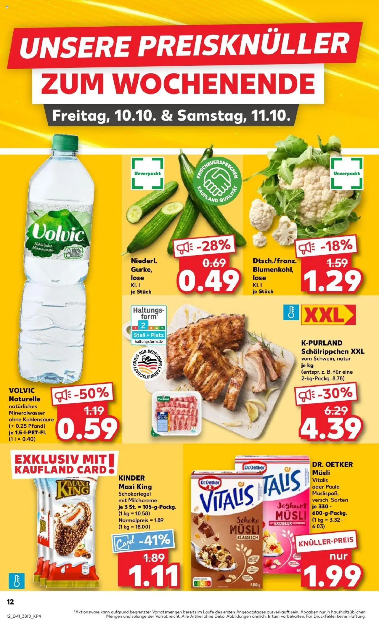Kaufland prospekt Lutherstadt Eisleben	 – gültig ab 09.10.2025 | Seite: 12 | Produkte: Musli, Joghurt, Mineralwasser, Blumenkohl